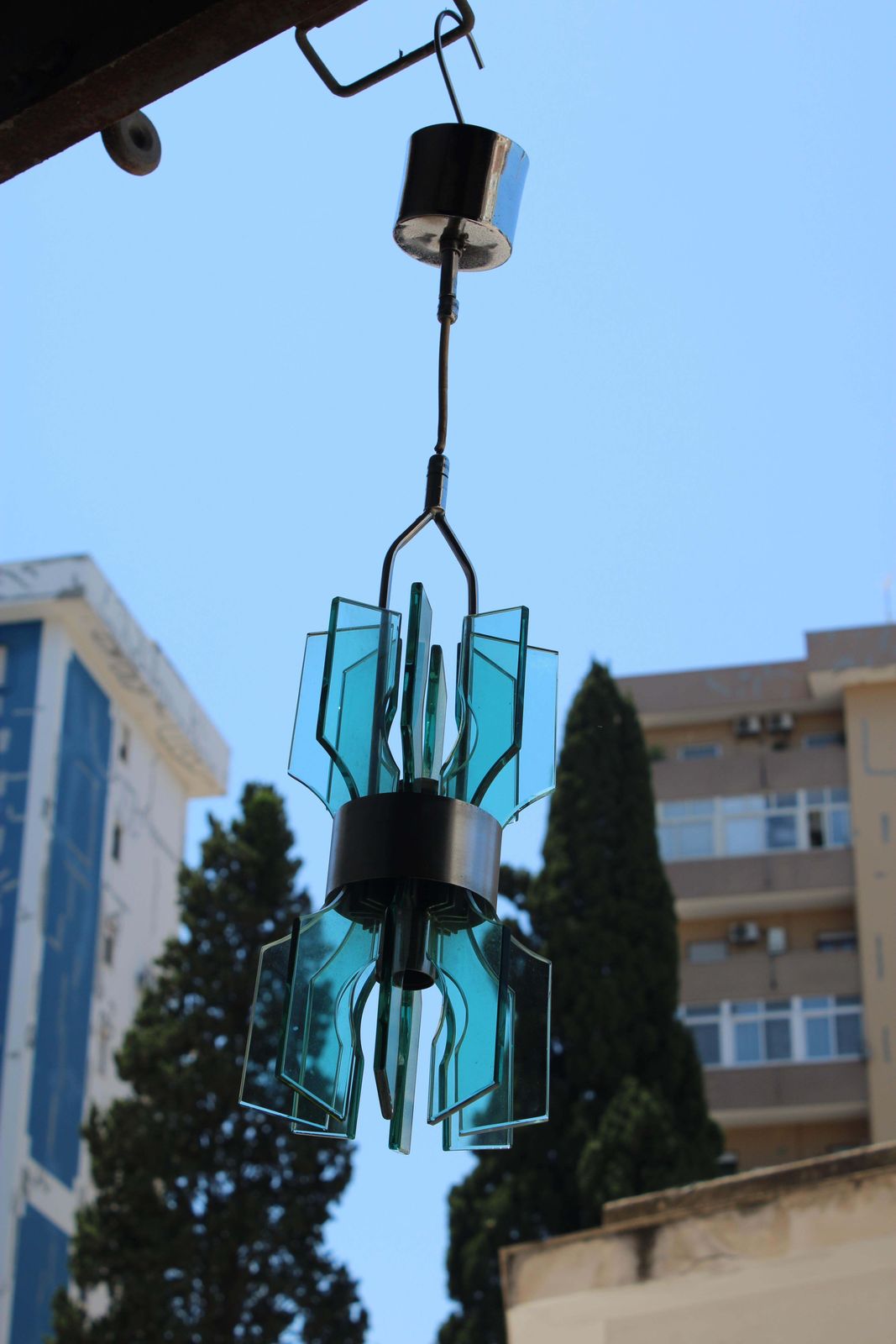 Lighting Minimal Small Chandelier Veca In Crystal Green Color 1960 Italy photo