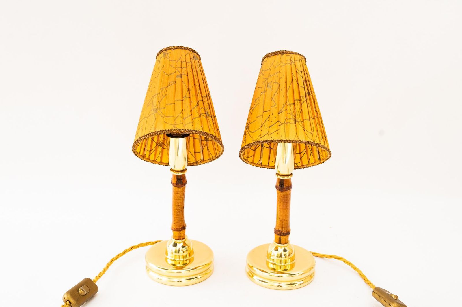 2x Rupert Nikoll Table Lamps With Original Fabric Shade Vienna Around 1950s photo for sale