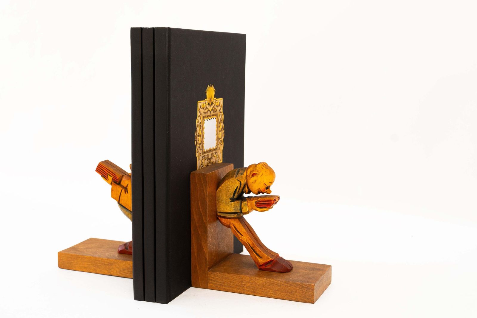 2 Carved Bookends ( Basswood ) Vienna Around 1960s photo furniture