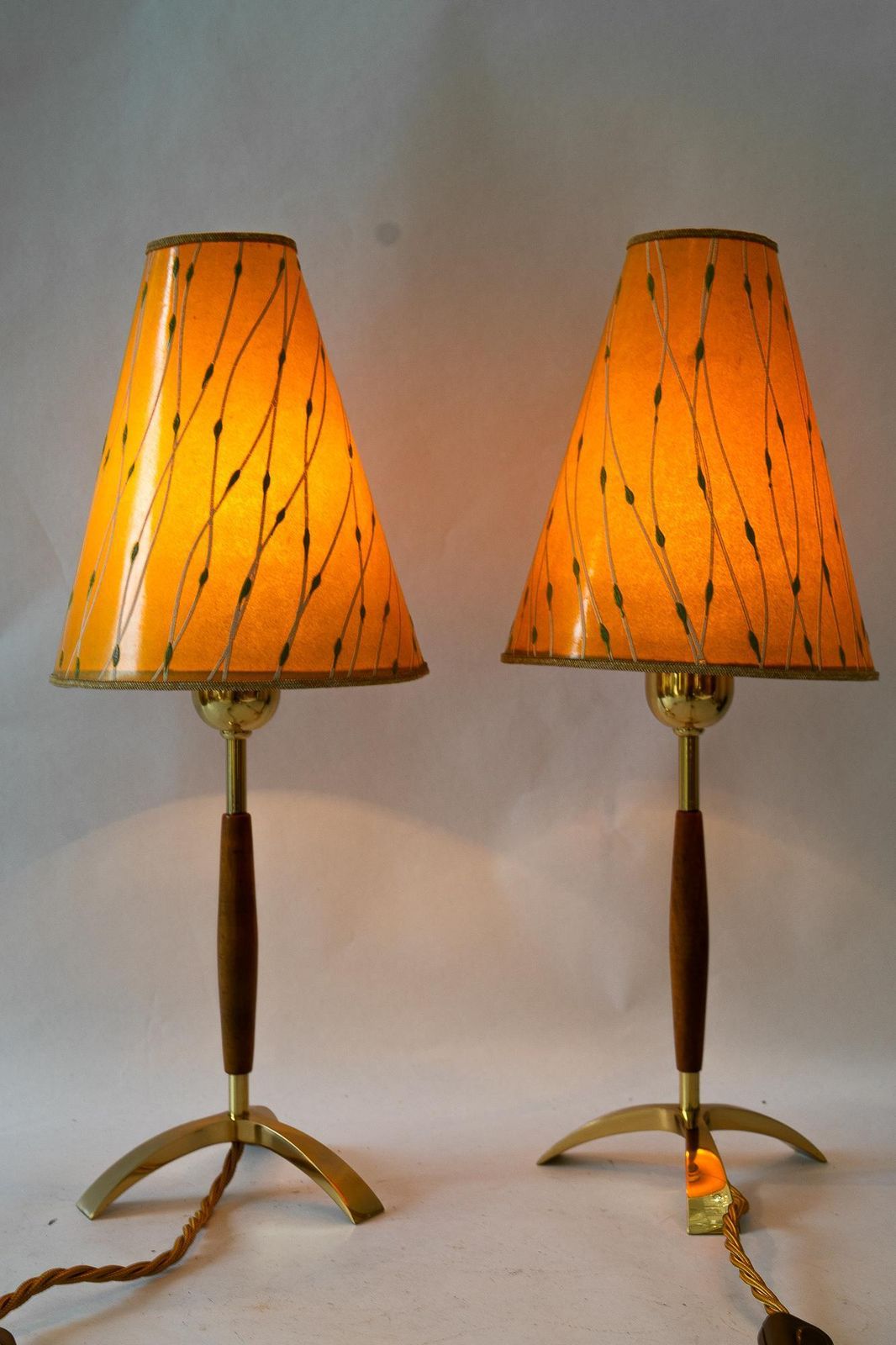 2x J.T.Kalmar Table Lamps With Original Shades Vienna Around 1950s photo vintage