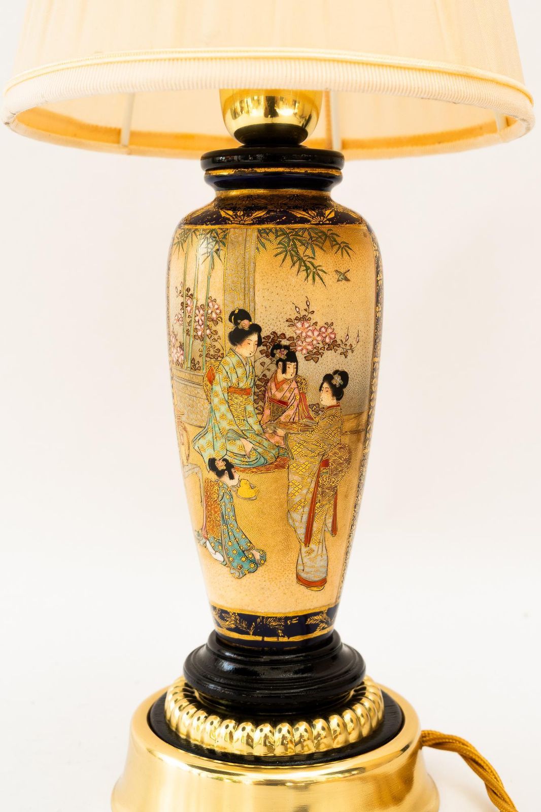 Art Deco Ceramic Table Lamp With Fabric Shade Vienna Around 1920s photo for sale