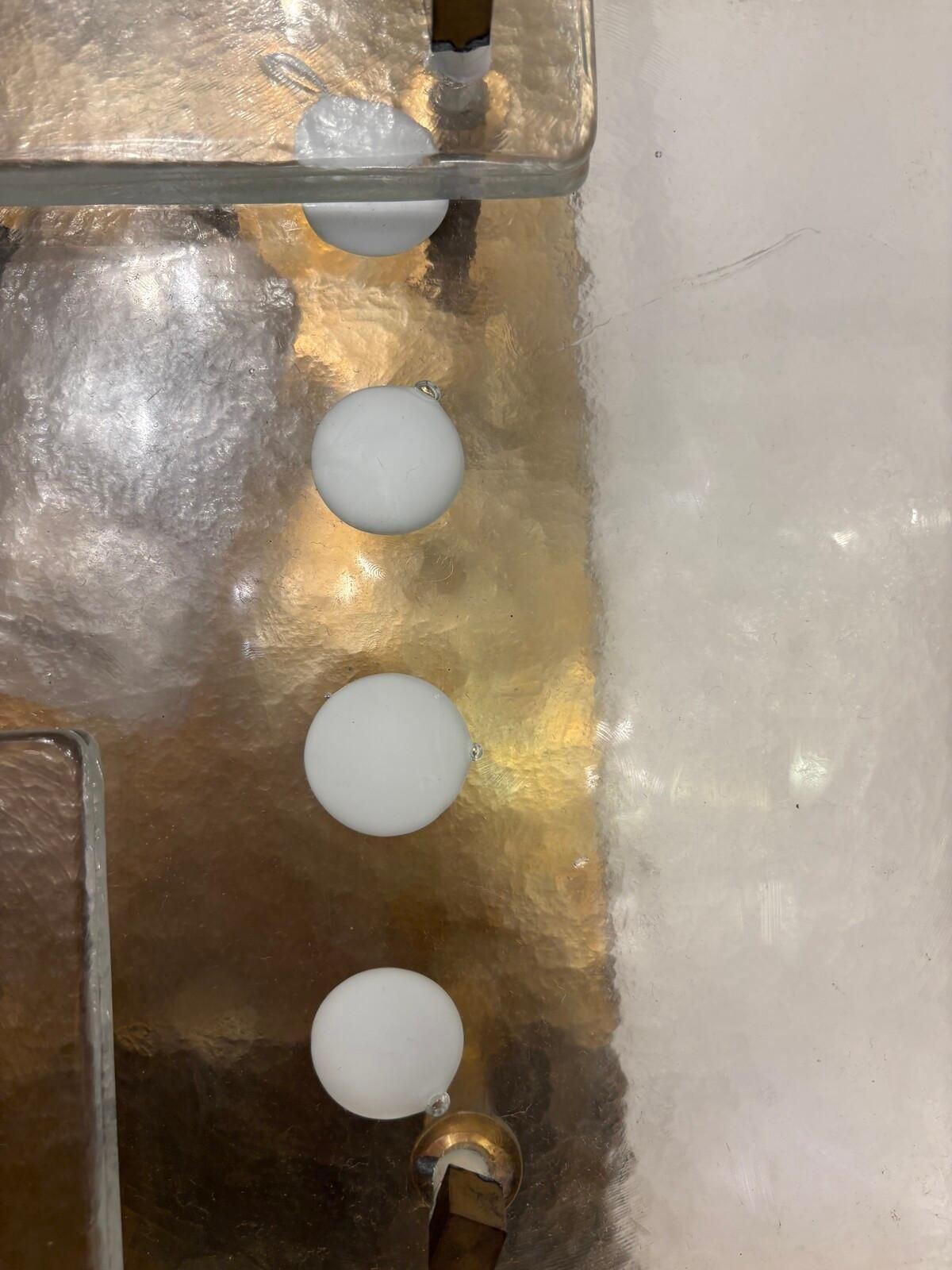 photo for sale Mid Century Modern Pair Of Wall Lights, Glass And Brass, Italy