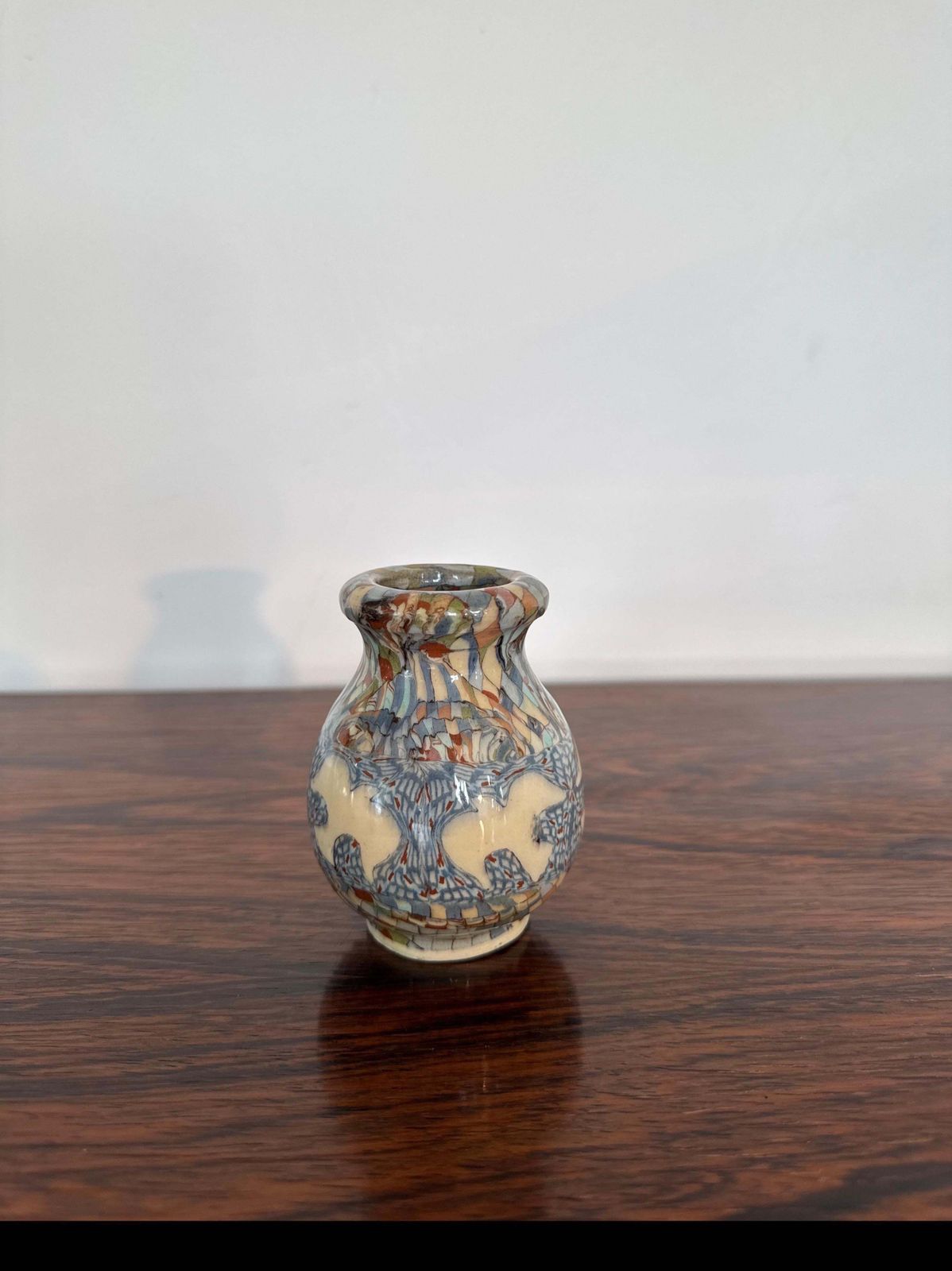 Earthenware Vase With Mosaic Mille Fiori Decoration, Gerbino For Vallauris photo vintage