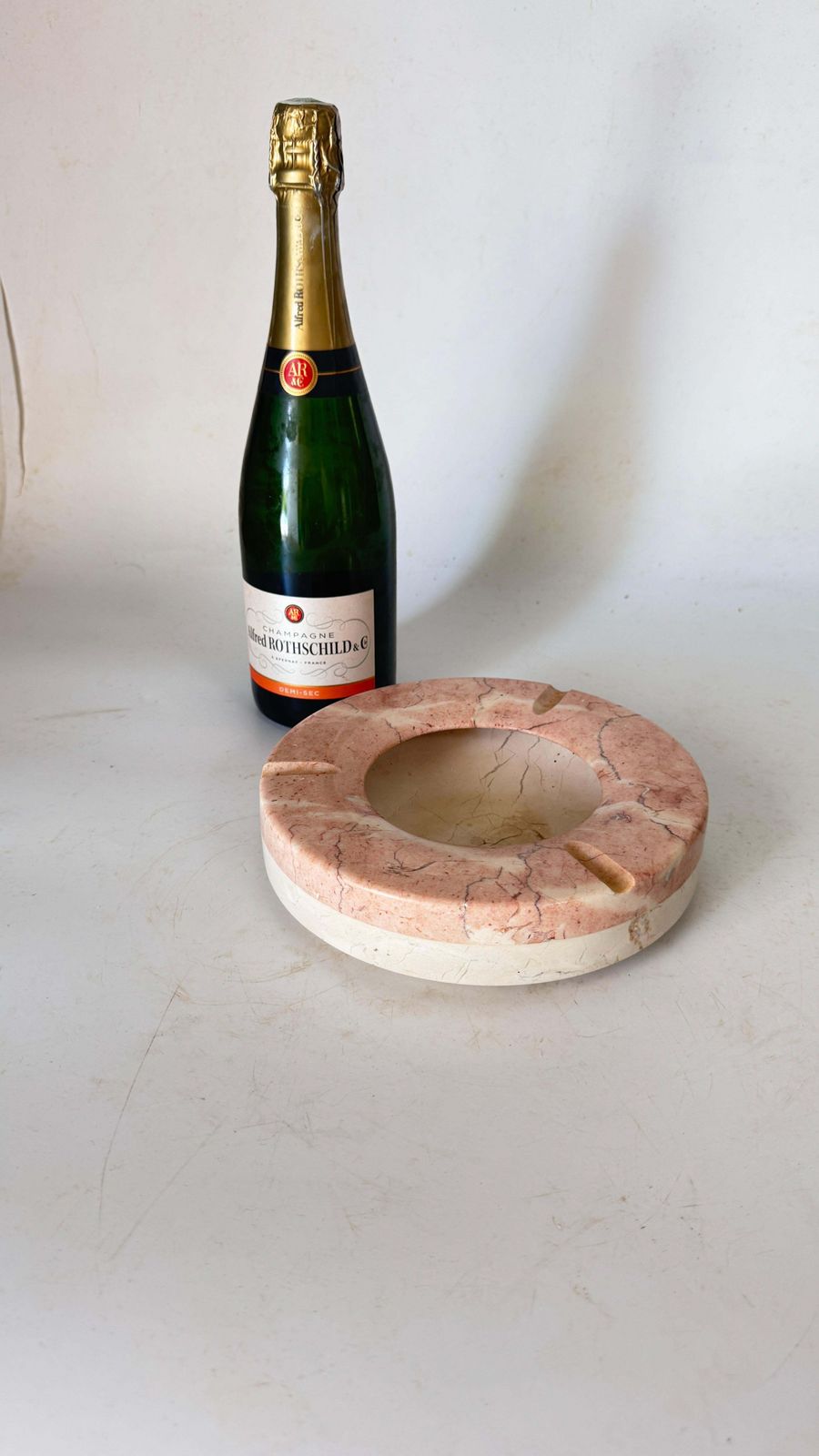Large Pink Marble Ashtray – Italian Mid Century – Sculptural Decorative Object photo furniture