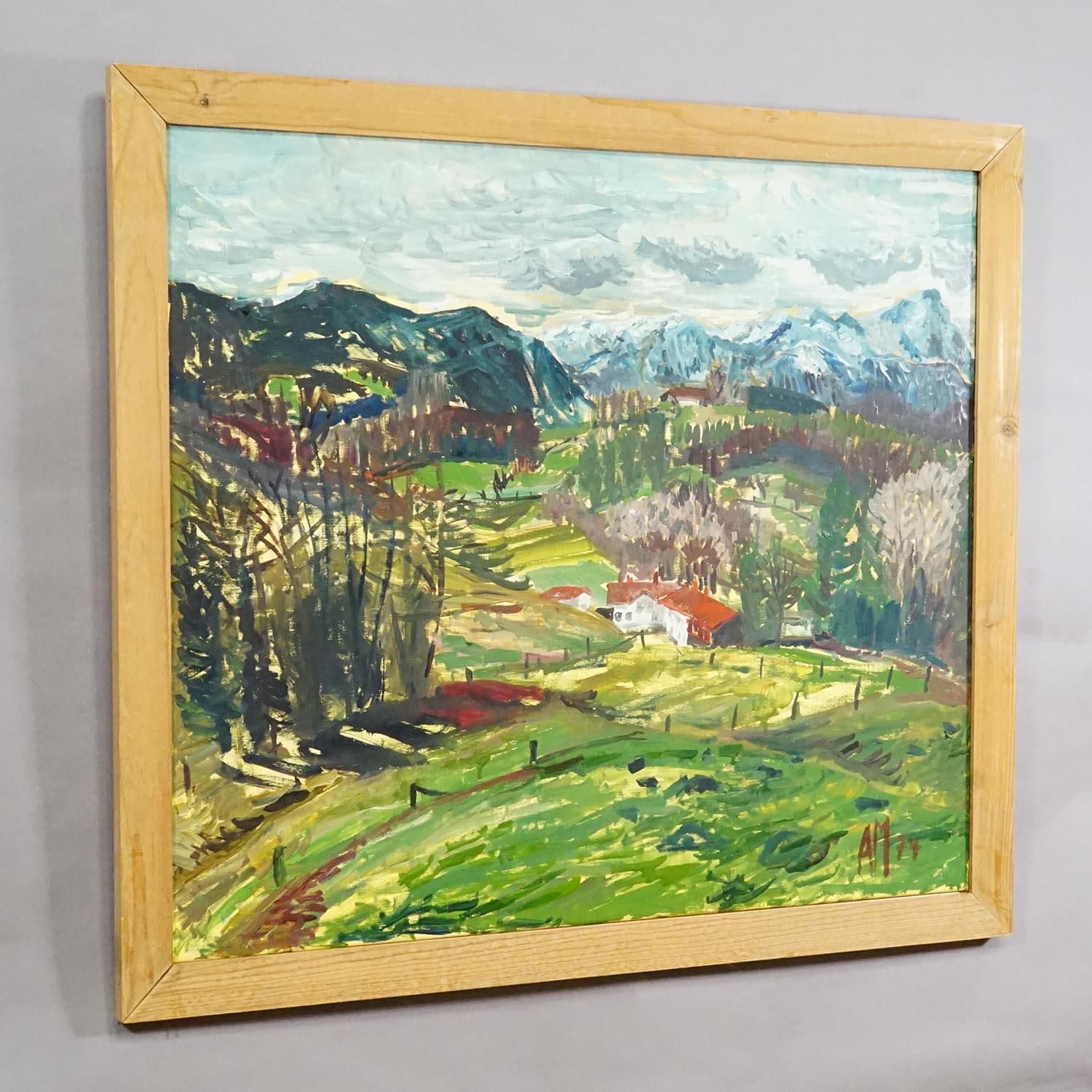 Alexander Michael Oil Painting – Landscape Near Dietramszell, 1974 photo furniture