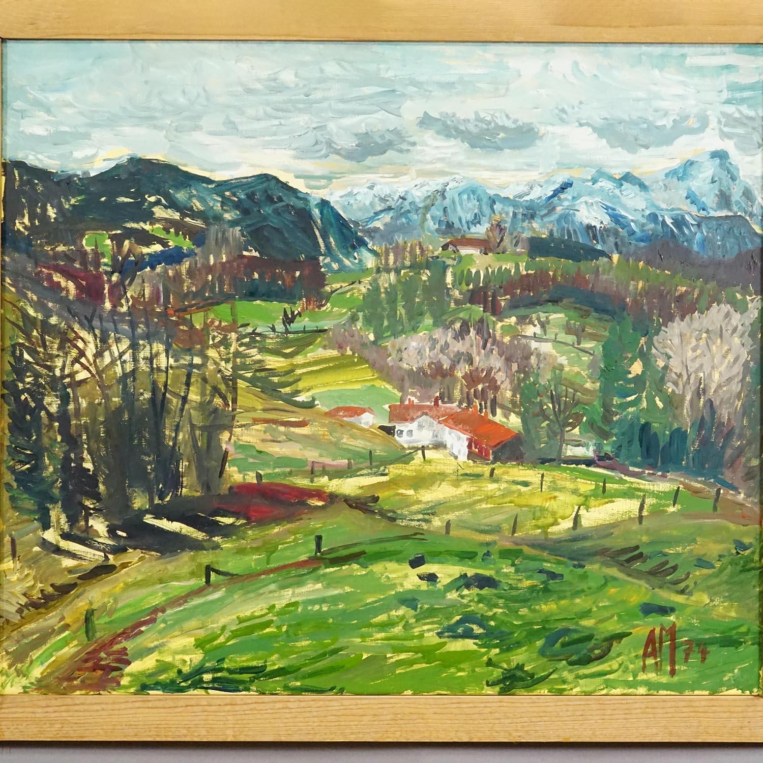 Alexander Michael Oil Painting – Landscape Near Dietramszell, 1974 photo for sale