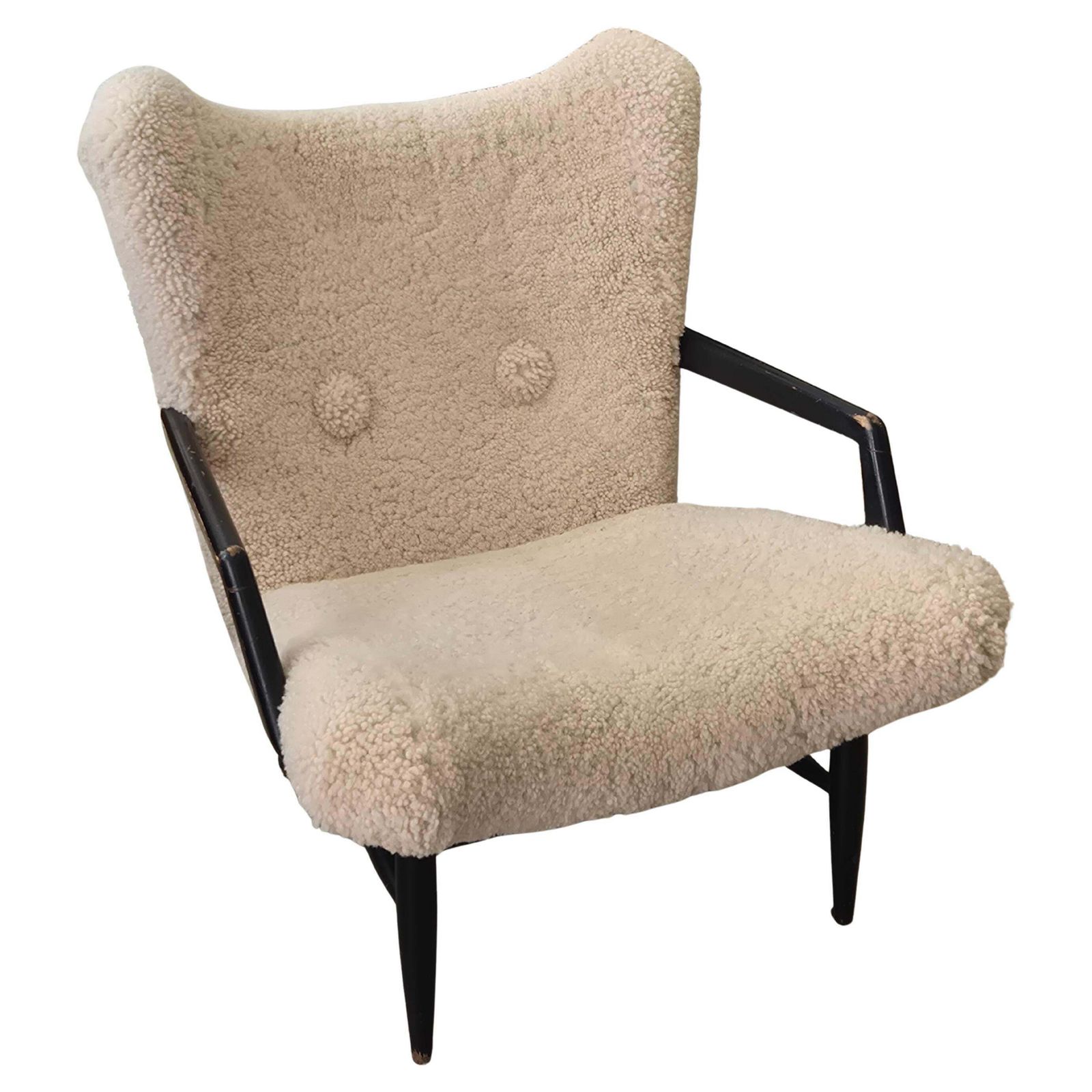 Swedish Modern, Timeless Easy Chair In Sheepskin, By Svante Skogh. Nice Patina.