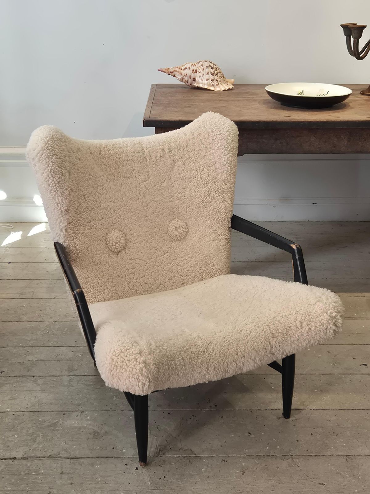 Swedish Modern, Timeless Easy Chair In Sheepskin, By Svante Skogh. Nice Patina. photo vinterior