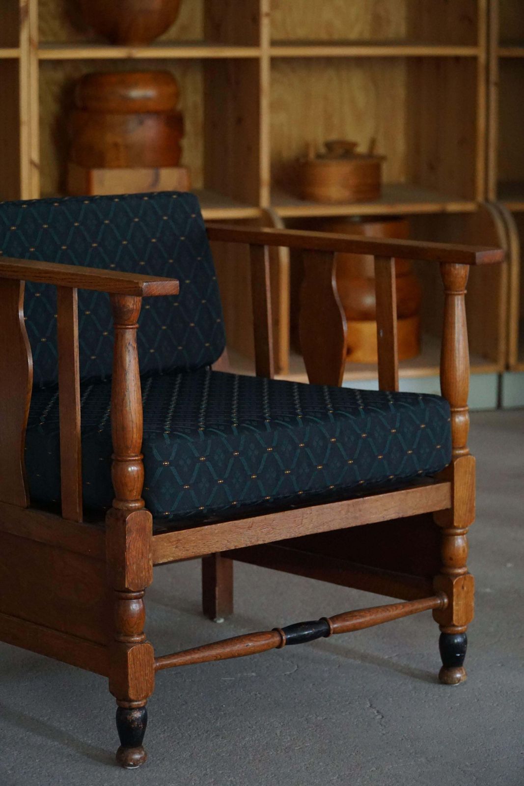 2992.0 Art Nouveau, Pair Of Lounge Chairs In Oak, Reupholstered In Style Fabric, 1920s photo