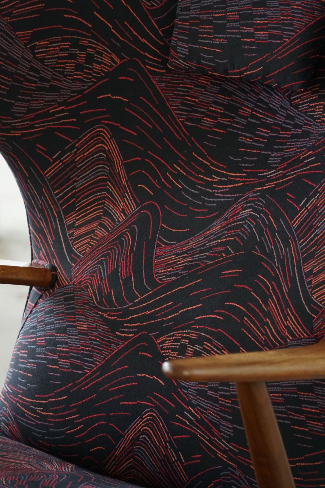 Furniture Madsen & Schubell, Wingback Lounge Chair & Stool In Teak, Reupholstered, 1950s photo