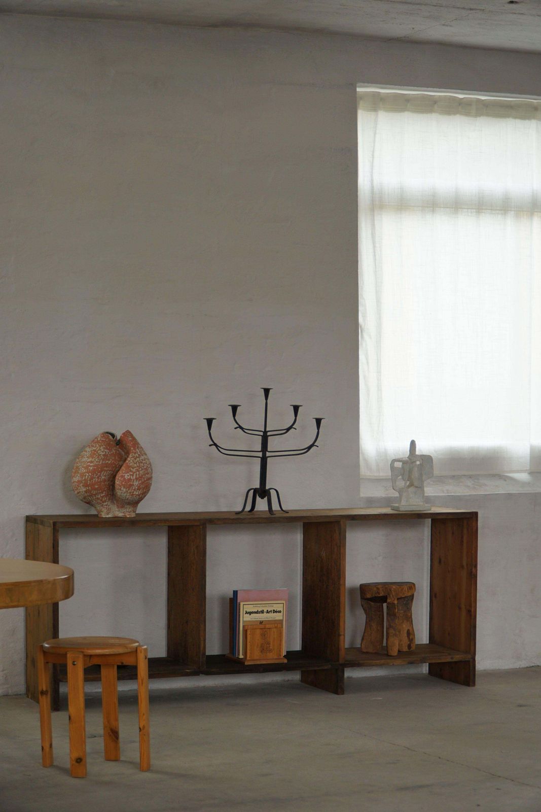 Primitive Early 20th Century French Shelf In Patinated Oak, Wabi Sabi, 1920s photo for sale