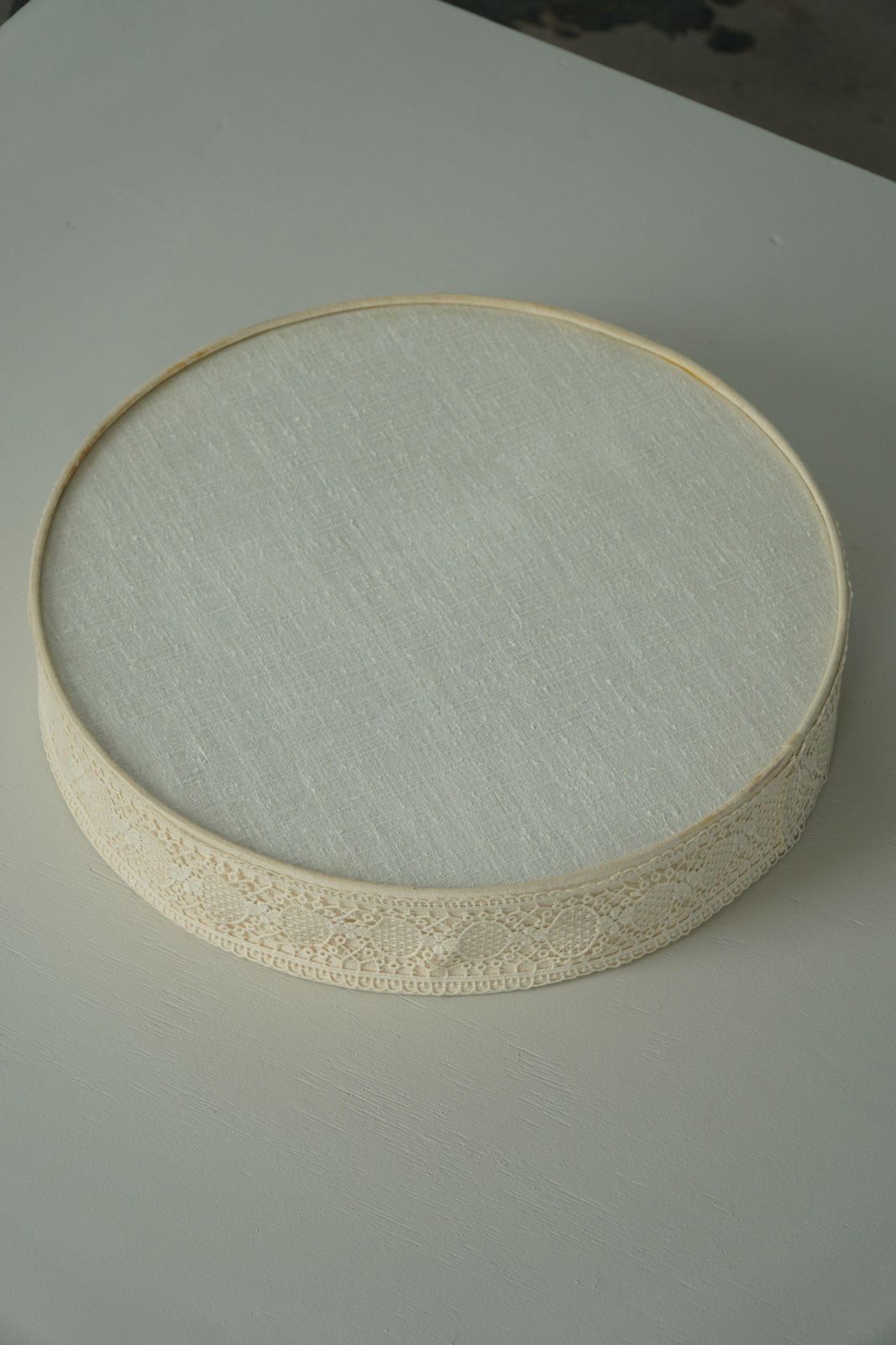 Mid Century Modern Ceiling / Wall Sconce In Linen And Lace, Sweden, 1950s photo for sale