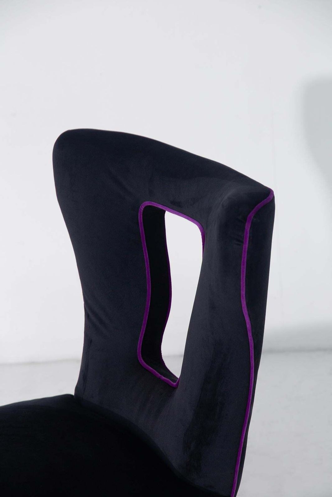 Italian Vintage Armchairs Pair In Black Velvet, Wood And Brass photo Furniture