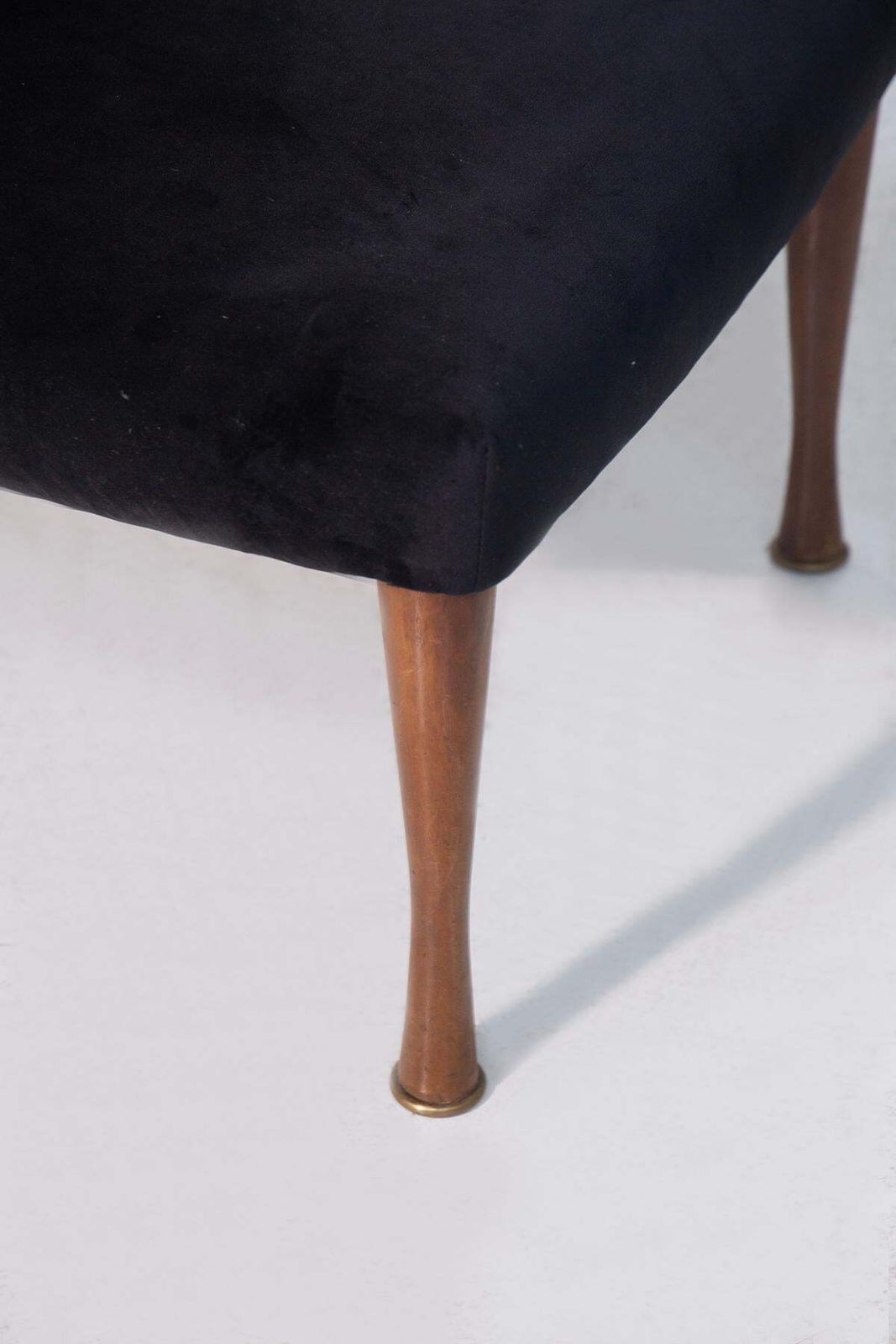 photo furniture Italian Vintage Armchairs Pair In Black Velvet, Wood And Brass