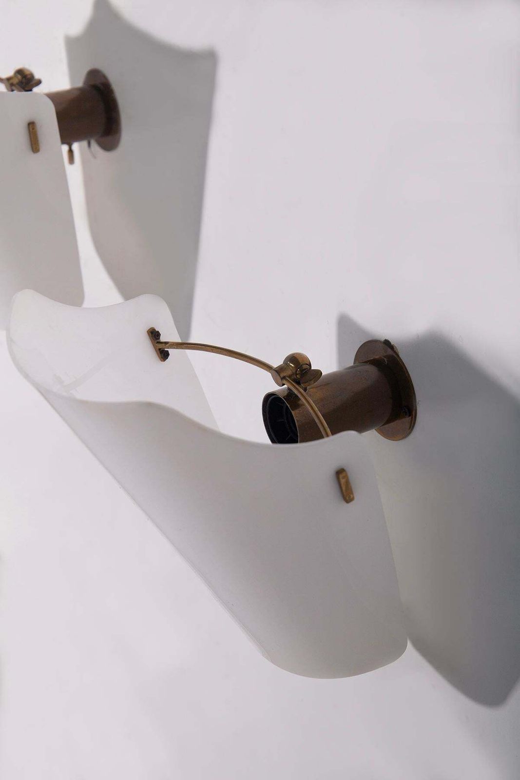 Pair Of Wall Sconces By Gino Sarfatti For Arteluce In White Plexiglass photo vintage