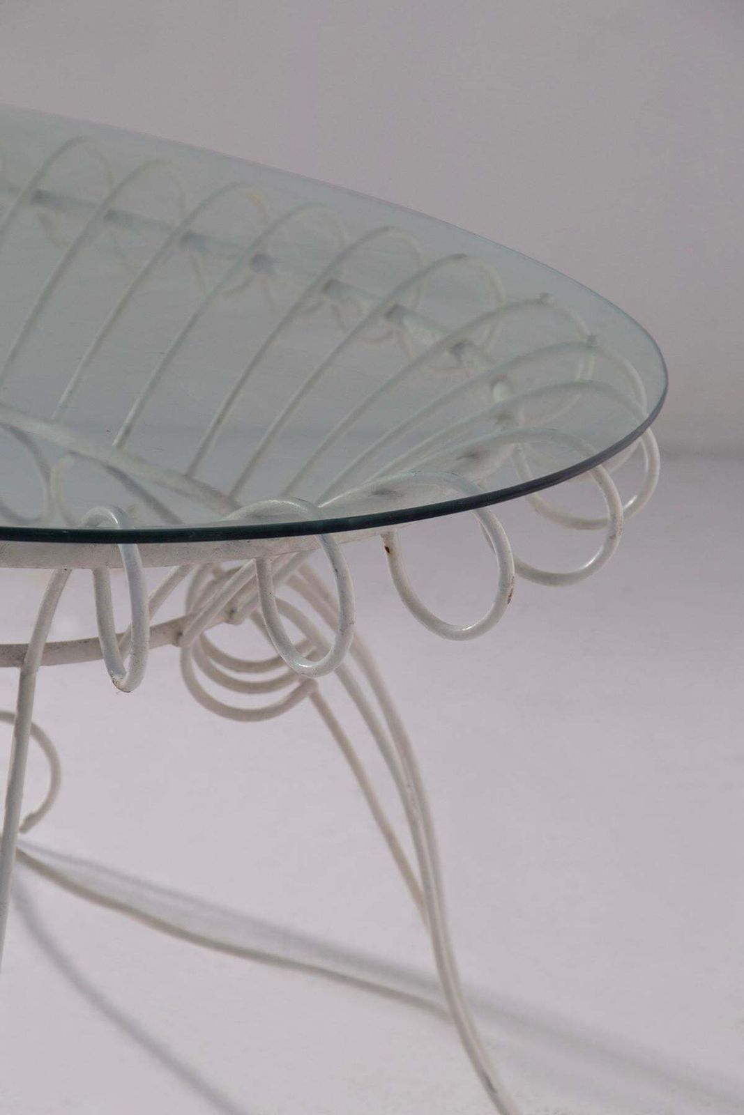 Vintage Italian Dining Table For Garden In White Iron And Glass photo Garden Furniture