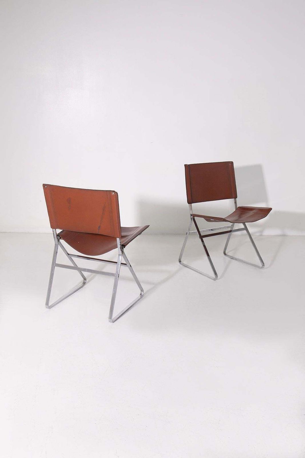 Set Of Four Leather Chairs Attr. To Pierre Paulin And Steel photo buy