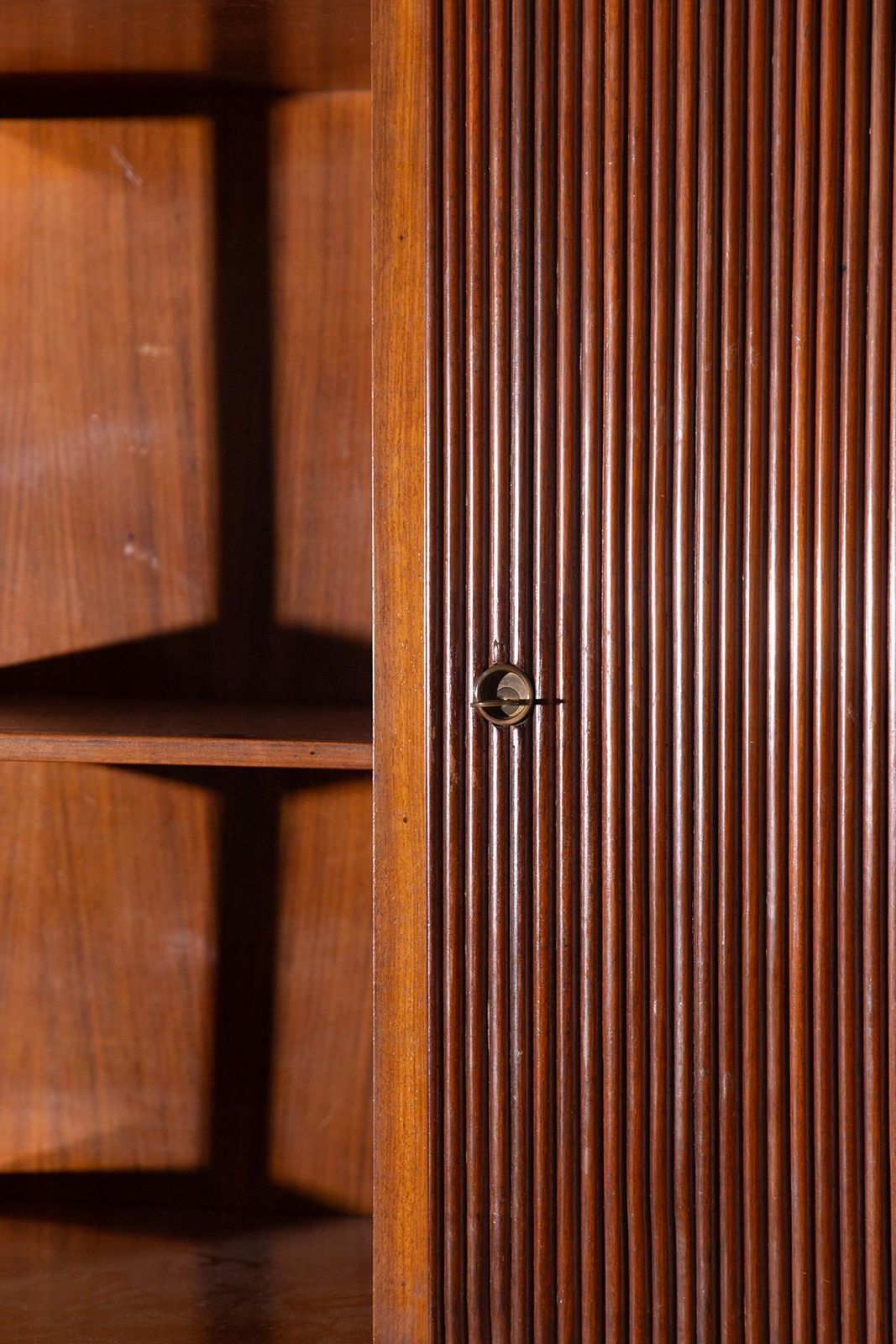 Furniture Italian Bookcase Cabinet In Grissinato Wood photo