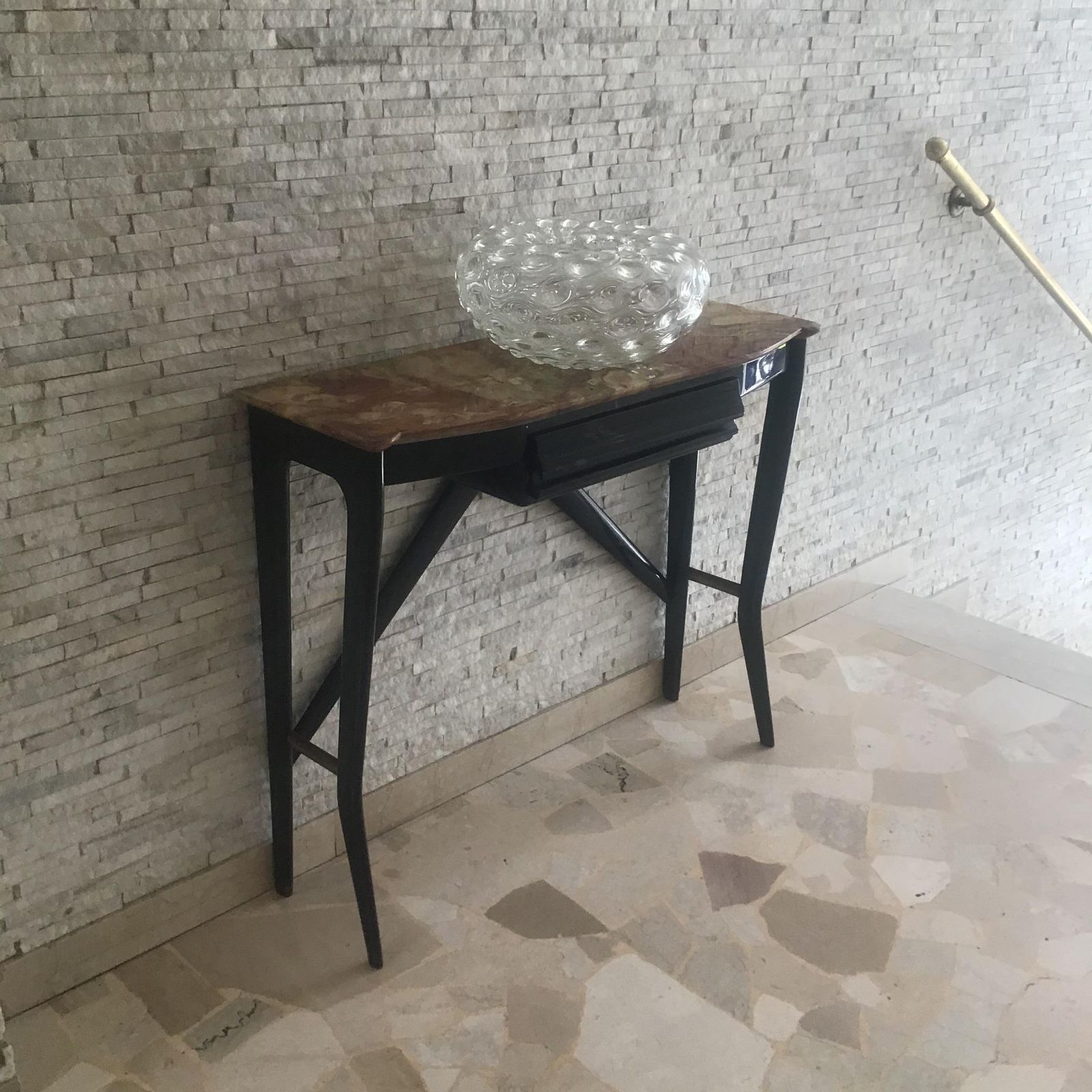 Furniture Ico Parisi Console In Legno  Ottone E Marmo   Italia 1950 photo