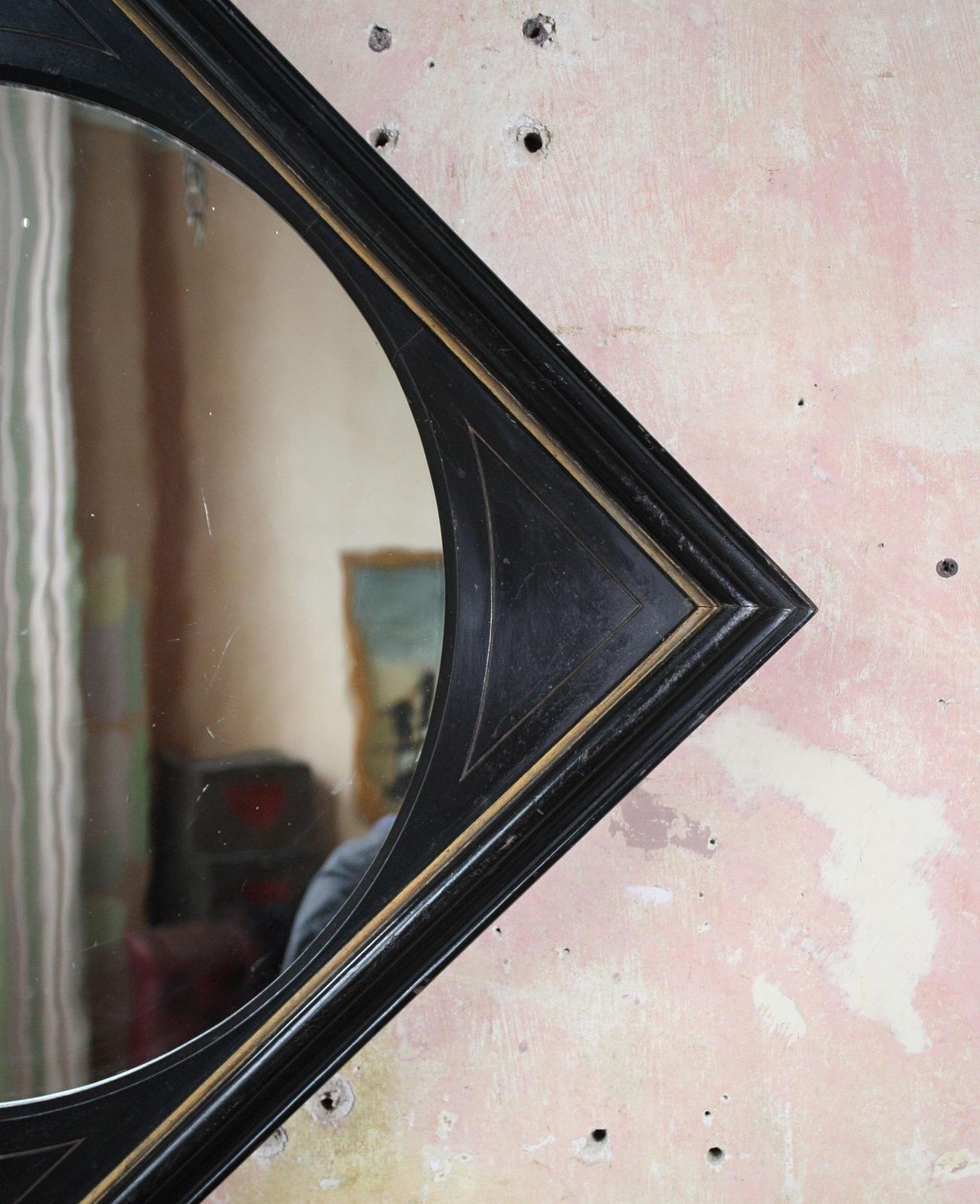 Late 19th Century Aesthetic Movement Ebonised & Gilt Ripple Mirror photo buy