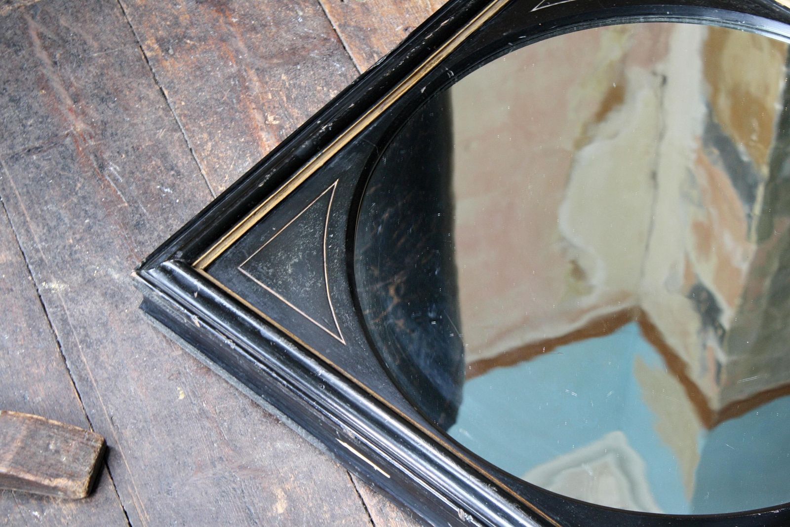 Late 19th Century Aesthetic Movement Ebonised & Gilt Ripple Mirror photo vintage