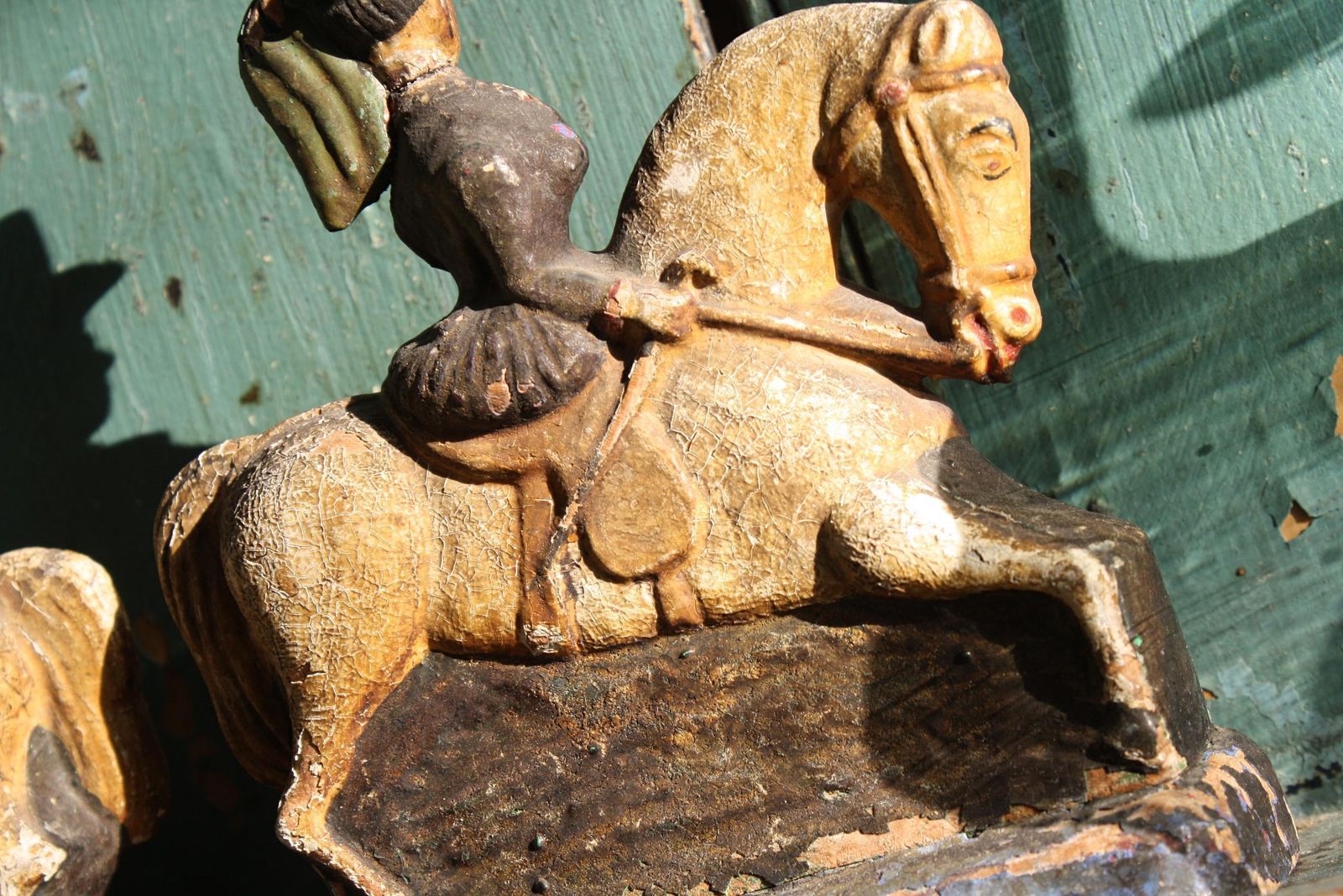 Art Circa 1850 Folk Art Carvings Of Queen Victoria & Prince Albert On Horseback photo