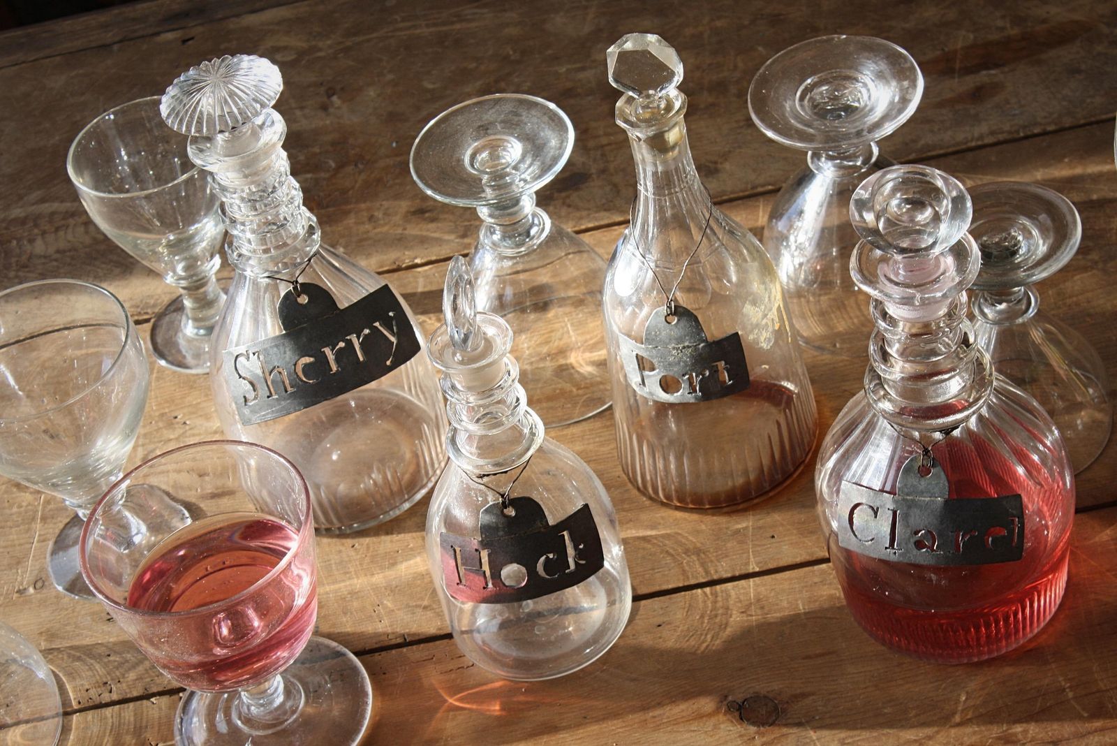 19th Century Collection Of Georgian Rummers & Labeled Cut Glass Decanters photo Home Decor
