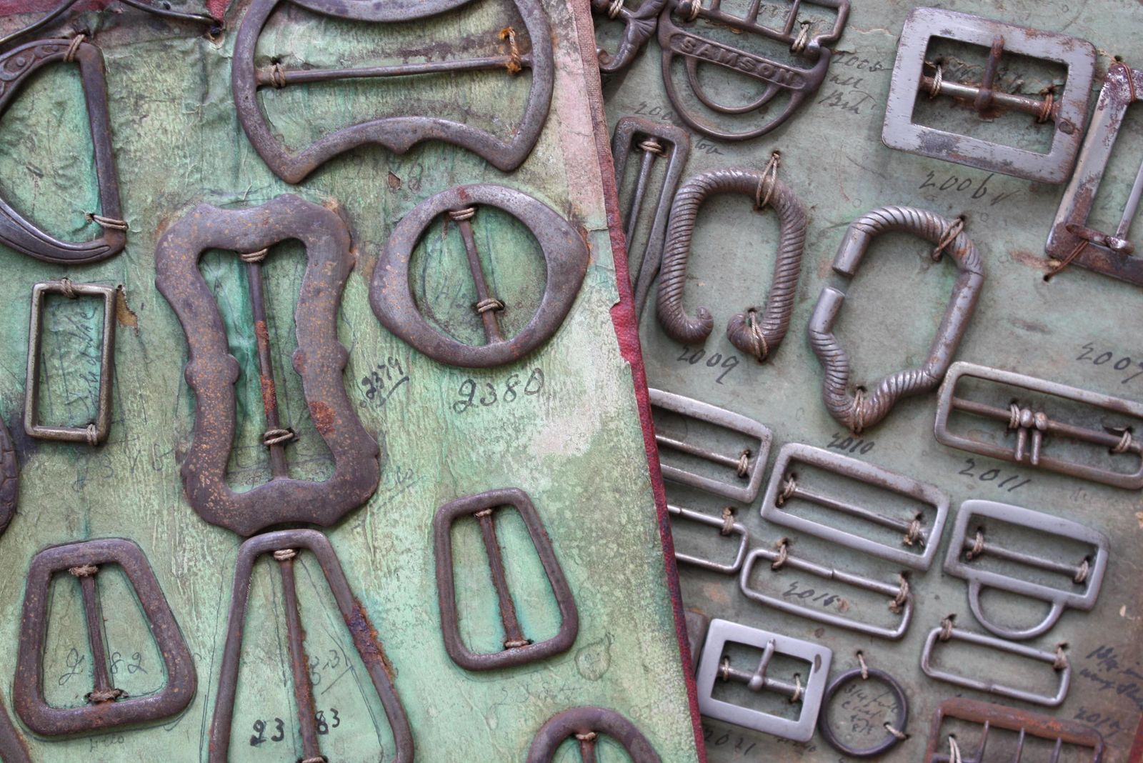 401.0 Early 20th Century Tradesman Sample Buckle Boards Haberdashery Shop photo