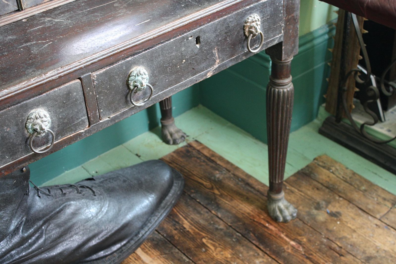 18th 19th Century Neoclassical Colonial Padauk Glazed Ebonized Book Case photo for sale