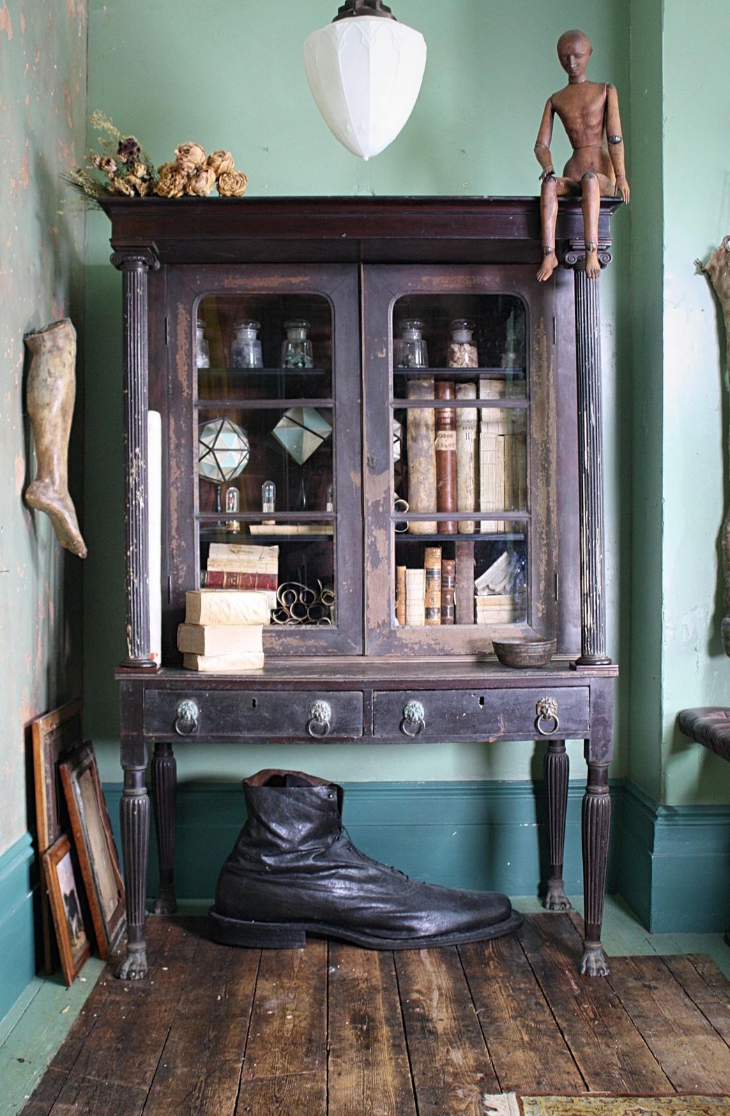 5200.0 18th 19th Century Neoclassical Colonial Padauk Glazed Ebonized Book Case photo