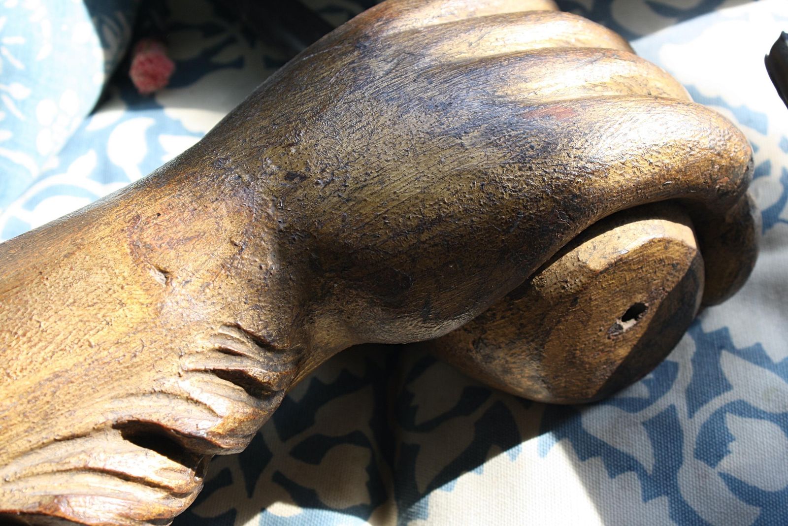 2543.0 18th Century, Carved & Gilt Wall Sconces Lion Paw, Human Fist Ship Flag Mount photo