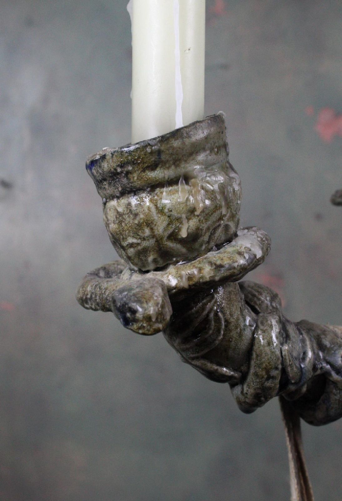 20th Century Huge Ceramic Candelabra In The Manner Of Palissy Serpents Lizards photo buy