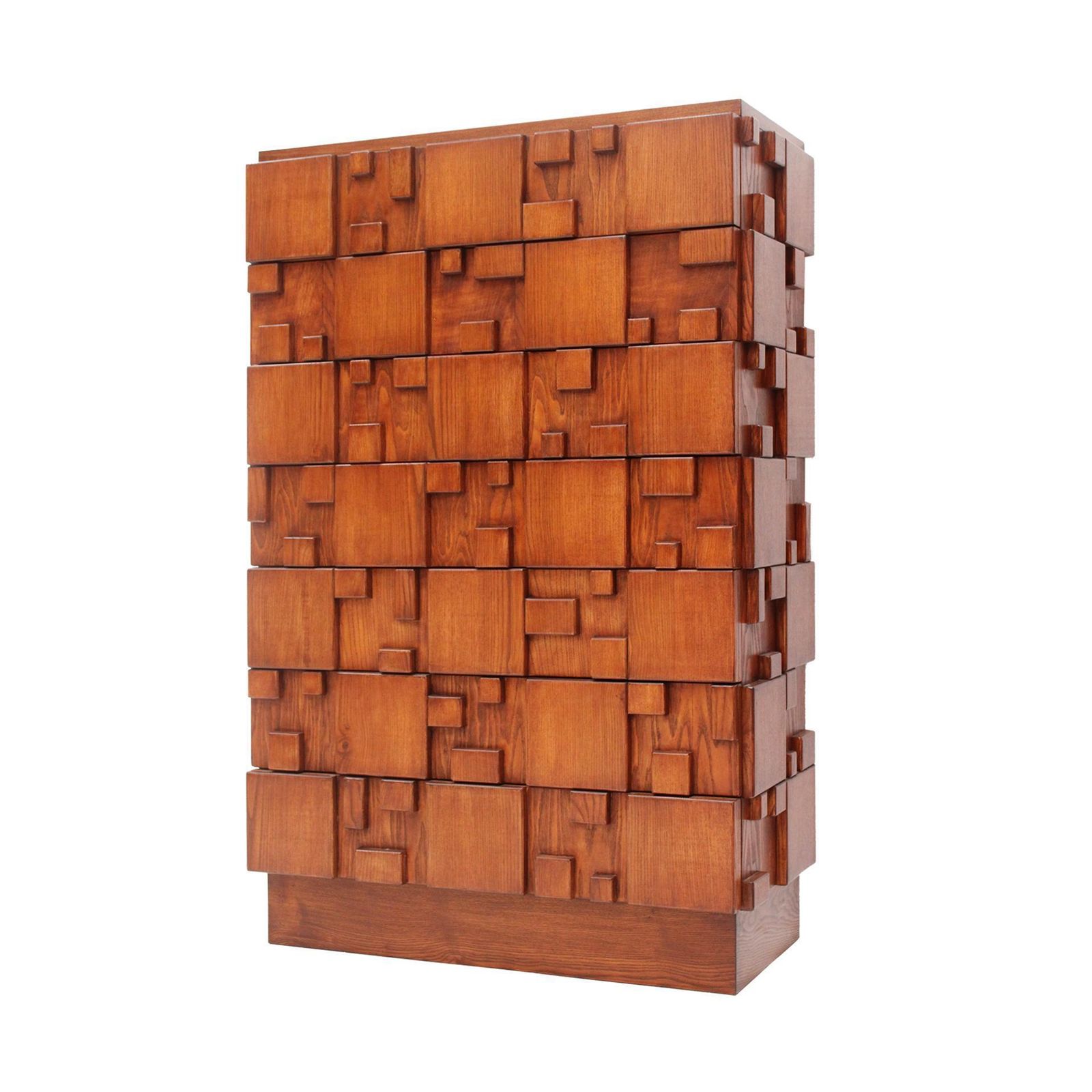 Brutalist Wooden Chest Of Drawers, Italy photo for sale