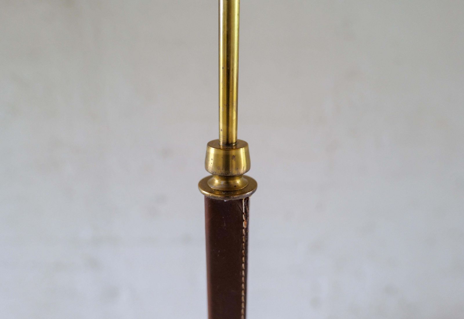 Mid Century Brass Brown Leather Floor Lamp Falkenbergs Belysning, Sweden, 1960s photo buy