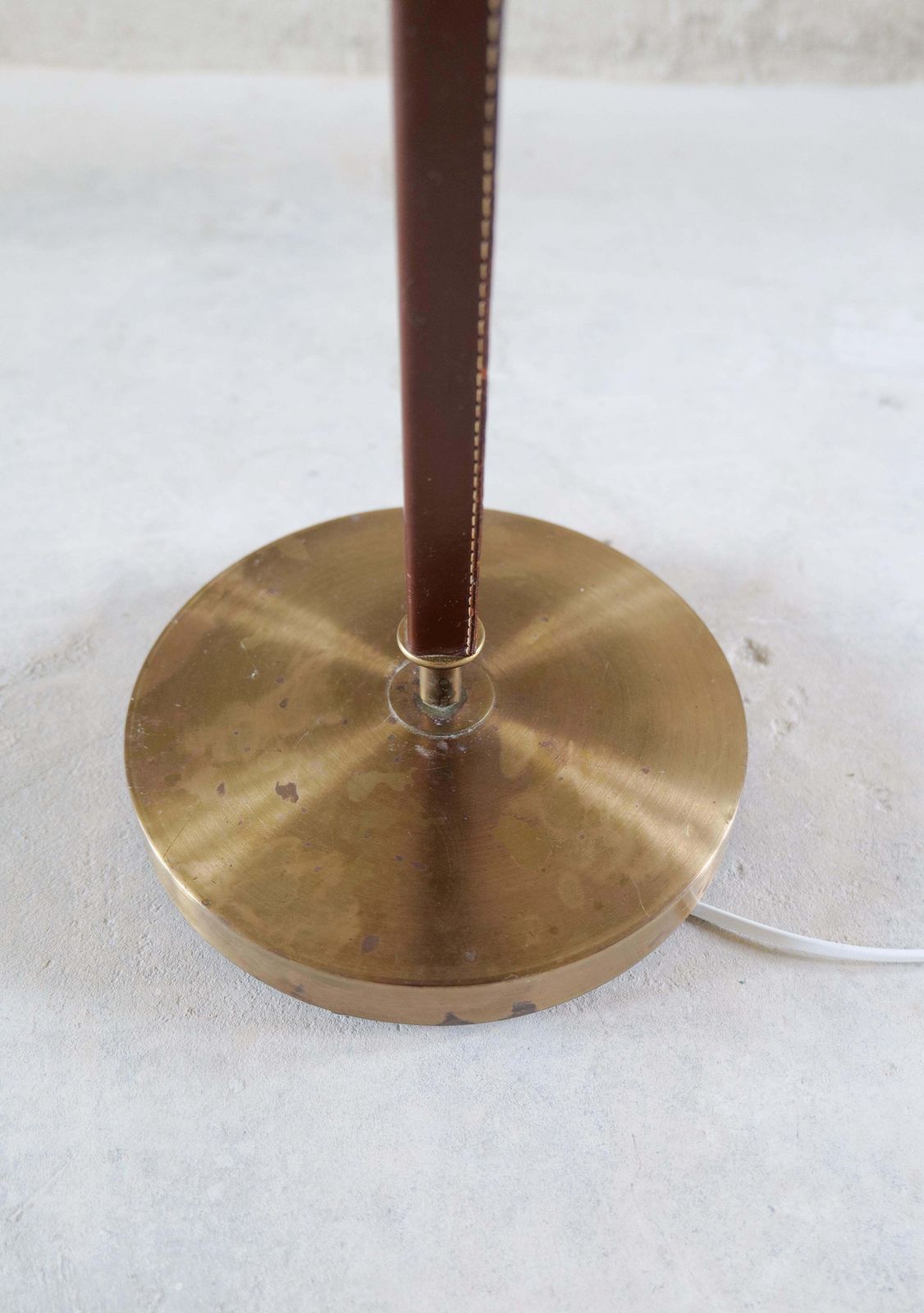 photo furniture Mid Century Brass Brown Leather Floor Lamp Falkenbergs Belysning, Sweden, 1960s