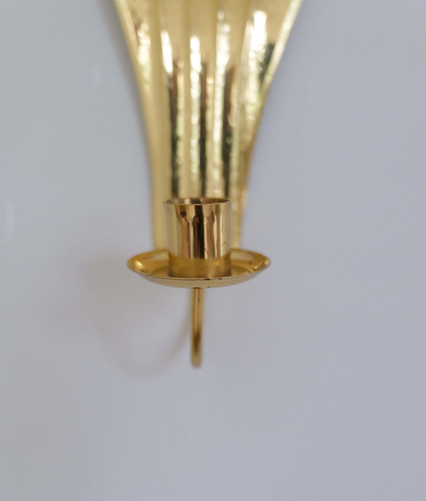 Art Deco Pair Of Brass Wall Candlesticks Holmström, Arvika, Sweden, 1950s photo Home Decor