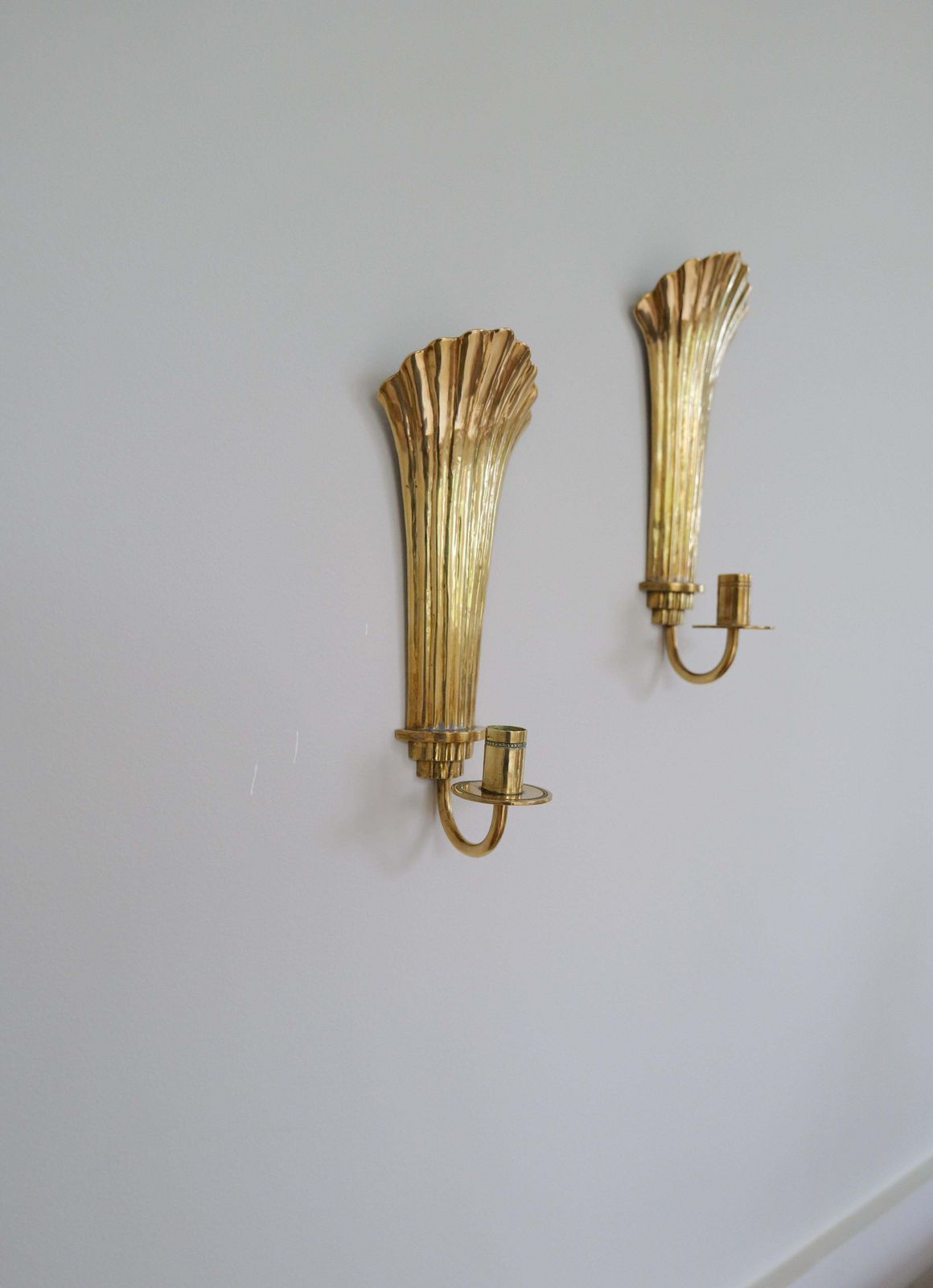 photo furniture Art Deco Pair Of Brass Wall Candlesticks Holmström, Arvika, Sweden, 1940s
