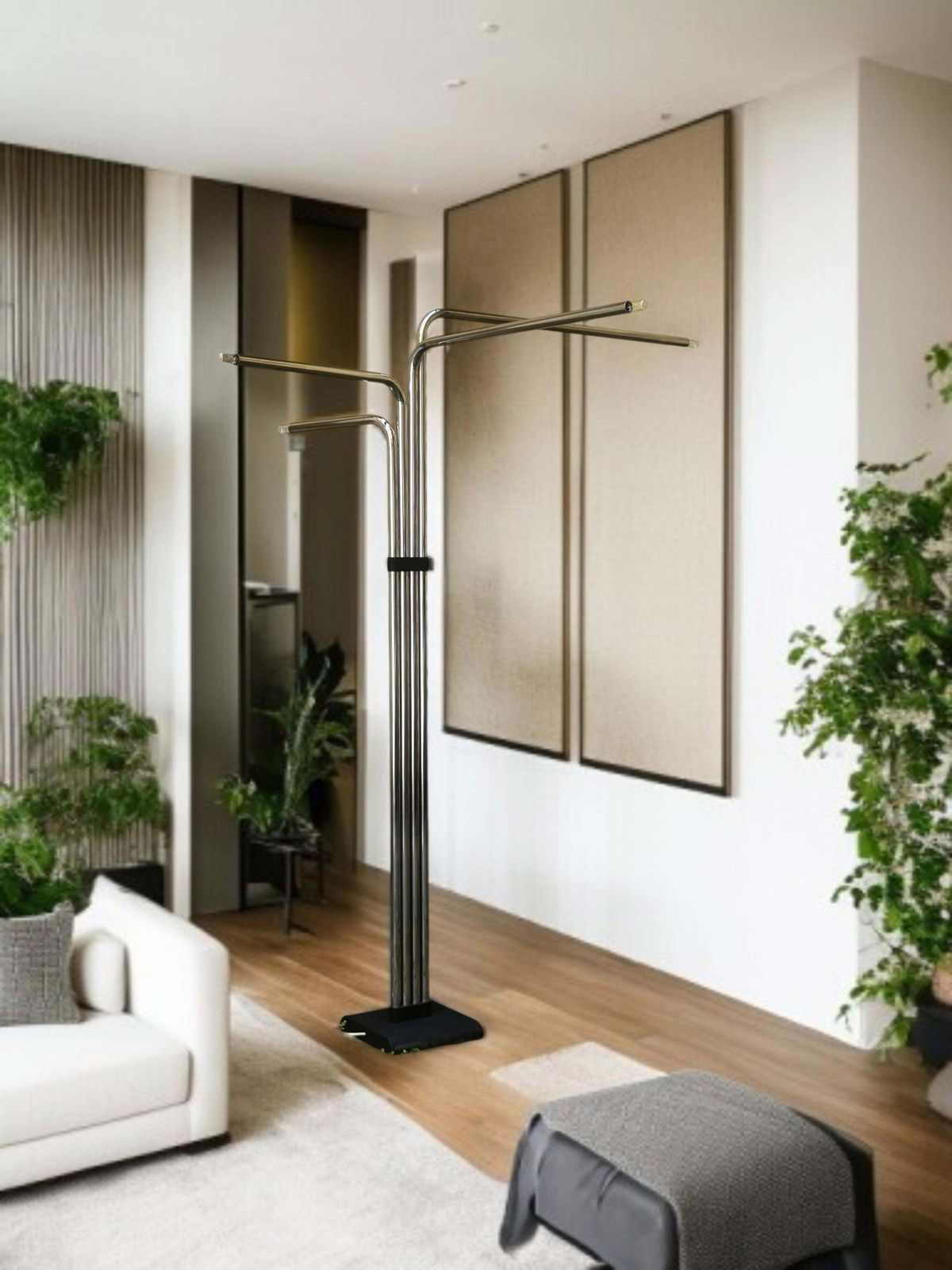 Goffredo Reggiani Chromed Metal Floor Lamp With 4 Arms, Italy 1970s photo vintage