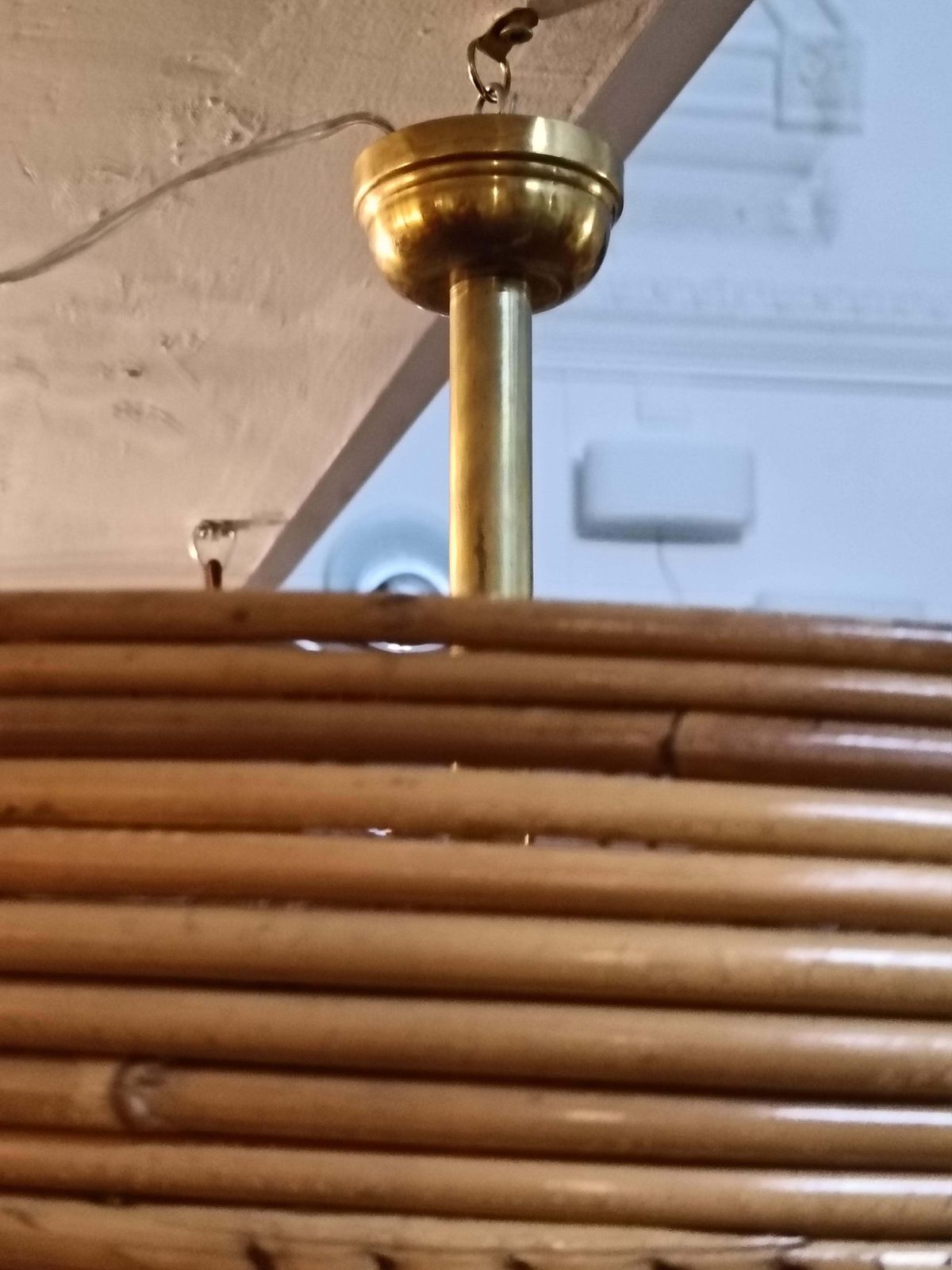 Bamboo And Brass Pendant Lamp, Italy 1970s photo Lighting
