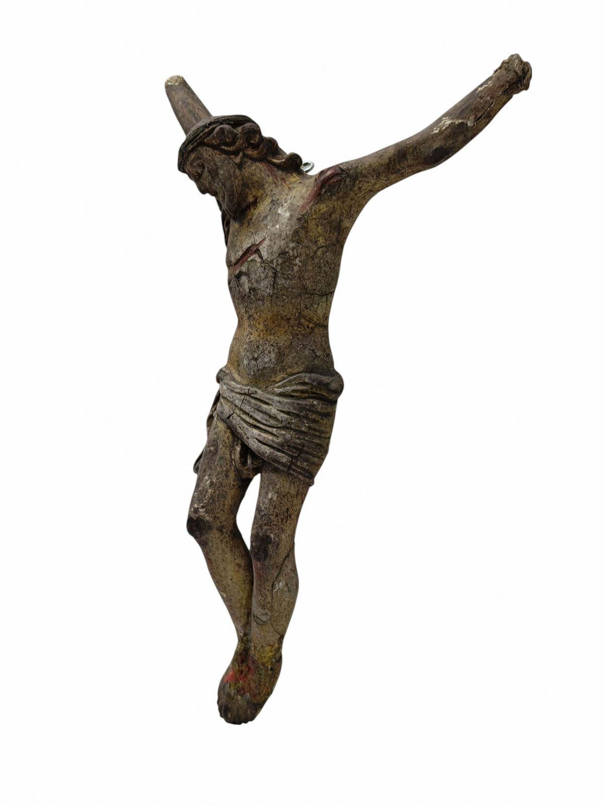 Antique Jesus Crucified In Polychrome Papier Mache, Italy 18th Century photo for sale