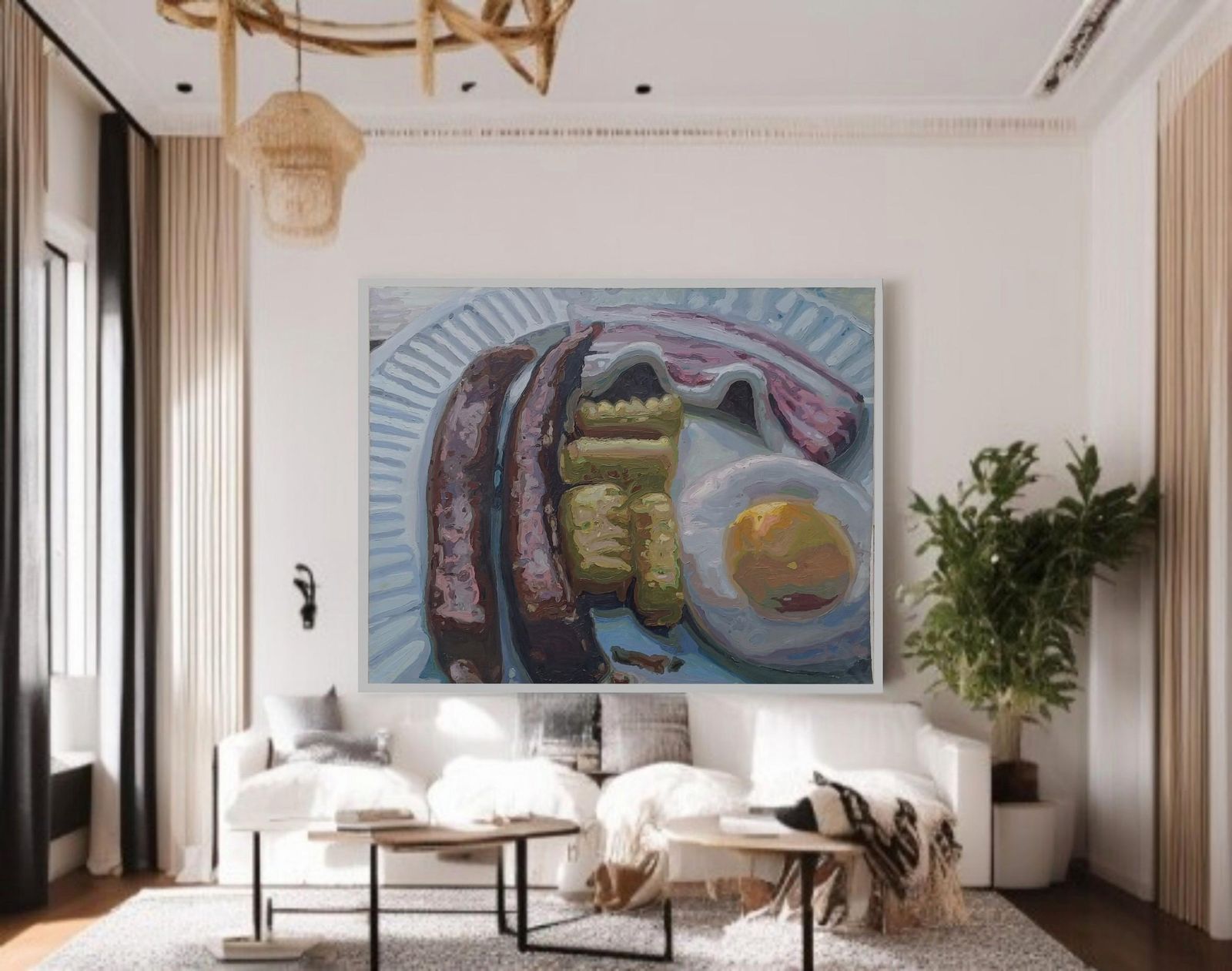English Breackfast   Oil On Canvas Studio Massimo Caiafa, Italy 2000 photo furniture