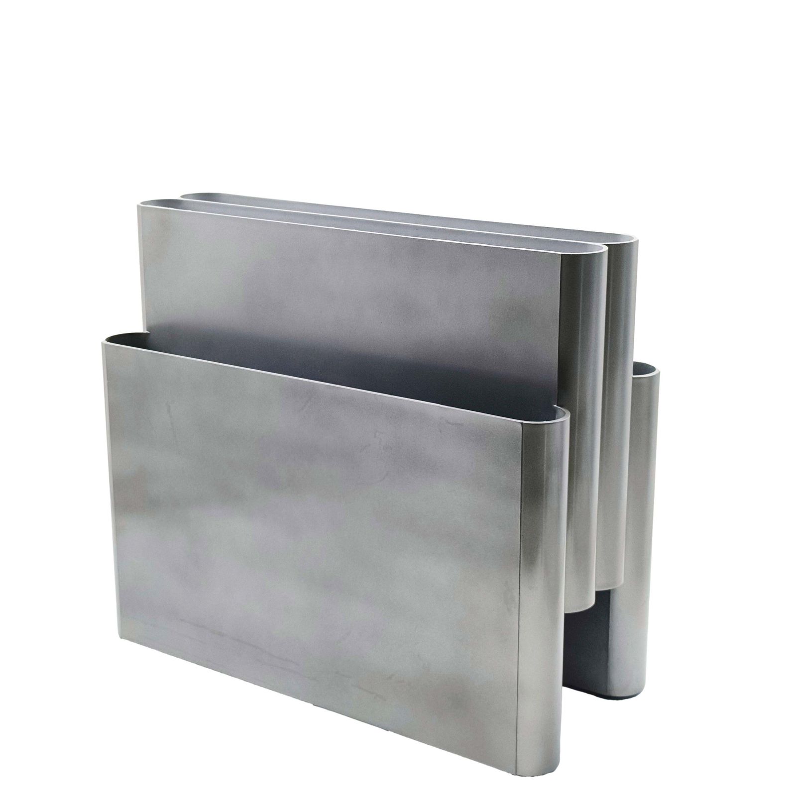 Giotto Stoppino For Kartell Magazine Holder Silver Mod. 4676, Italy 1970s photo for sale