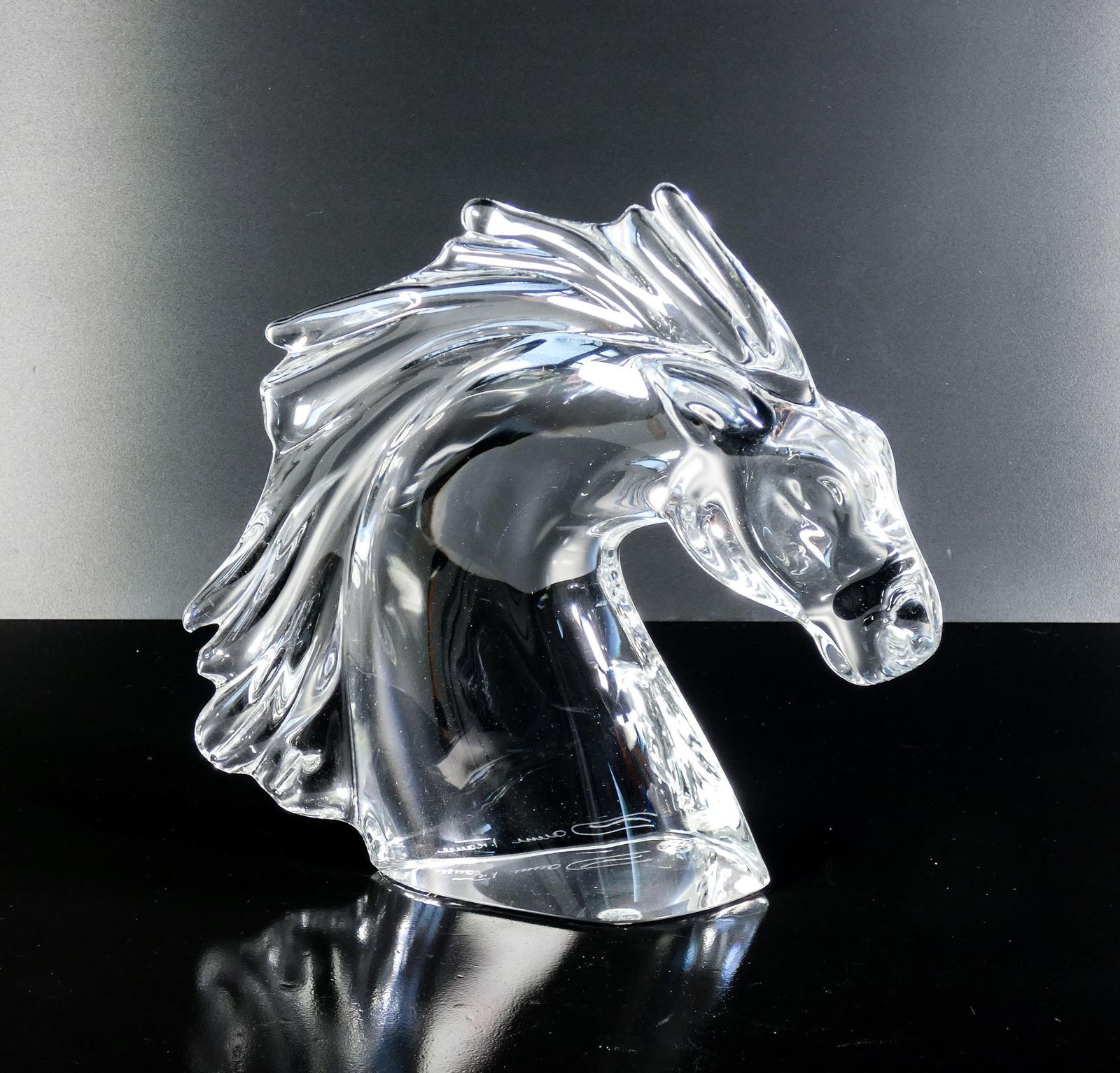 Daum France Crystal Sculpture. Horsehead. France, 1990s photo furniture