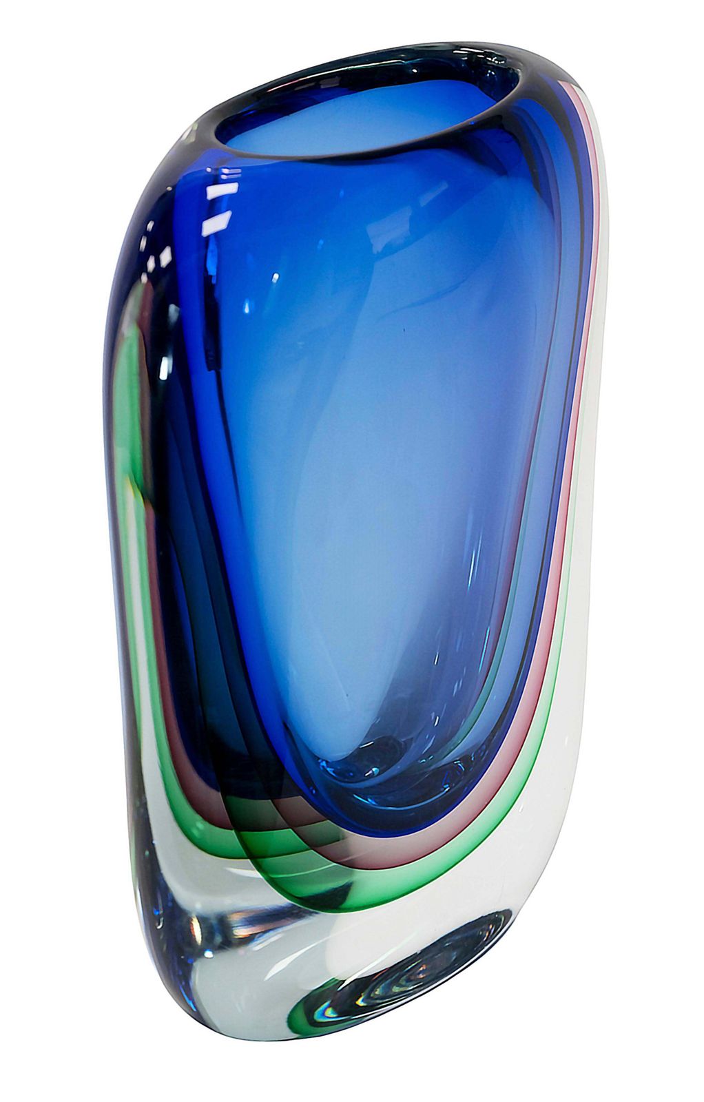 Vintage Italian Handmade Sommerso Murano Glass Vase photo for sale