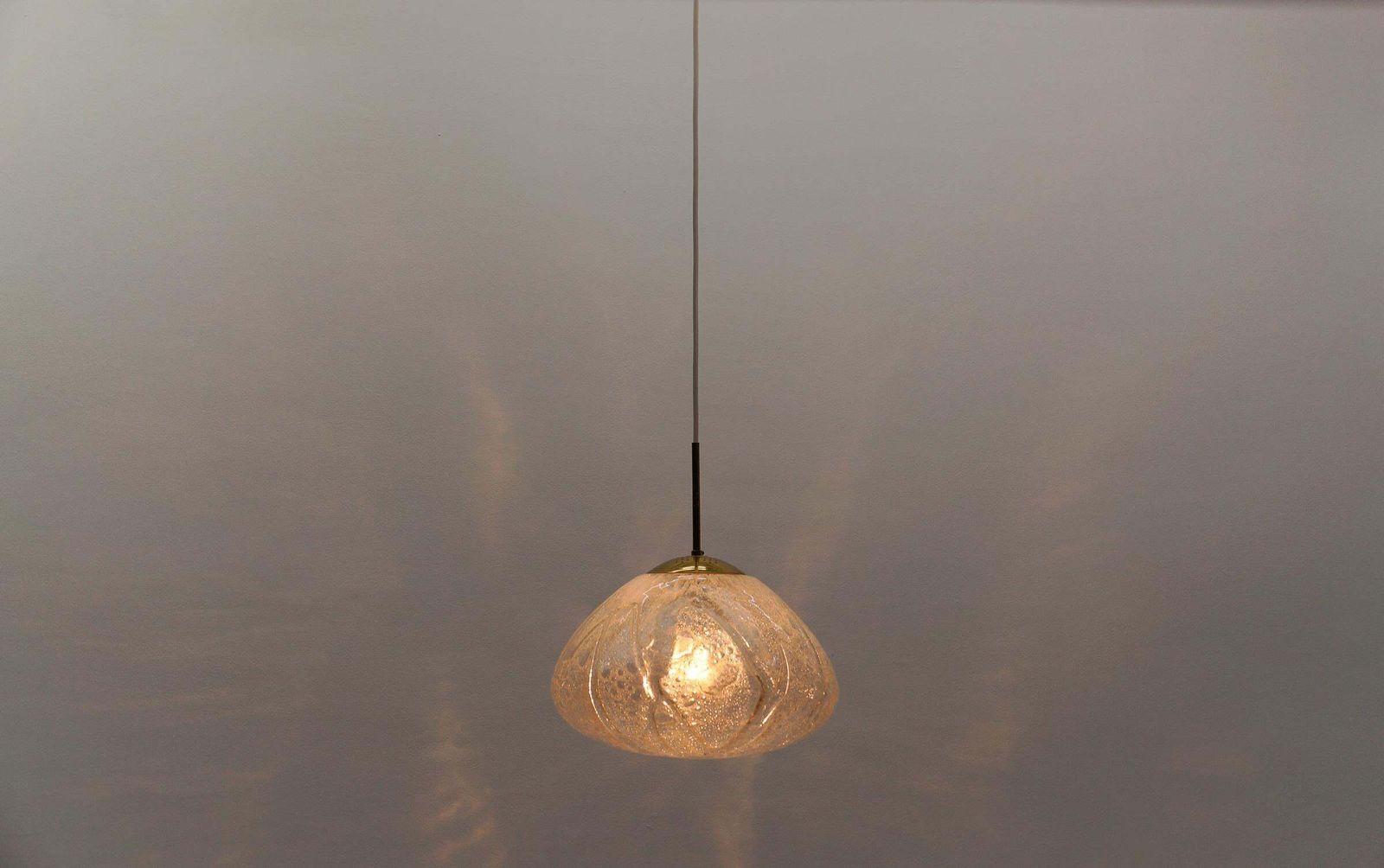 Large Ice Glass Pendant Lamp By Doria, 1960s Germany photo for sale