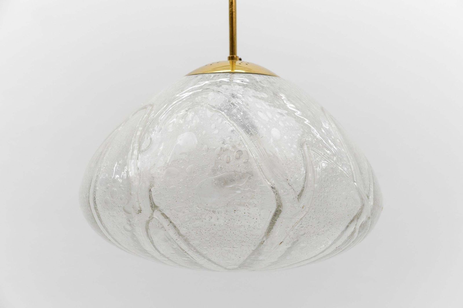 Large Ice Glass Pendant Lamp By Doria, 1960s Germany photo vintage