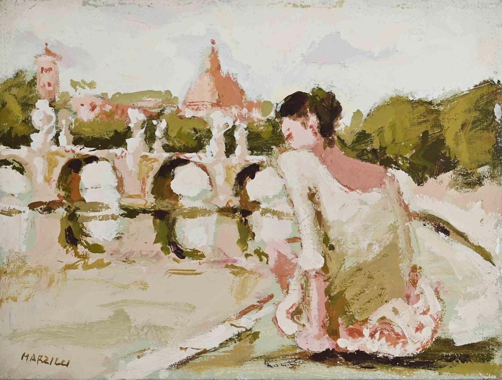 Franco Marzilliballerina In Front Of The Ponte Sant'angelo In Rome By Franco Marzilli   1970s1970s photo furniture