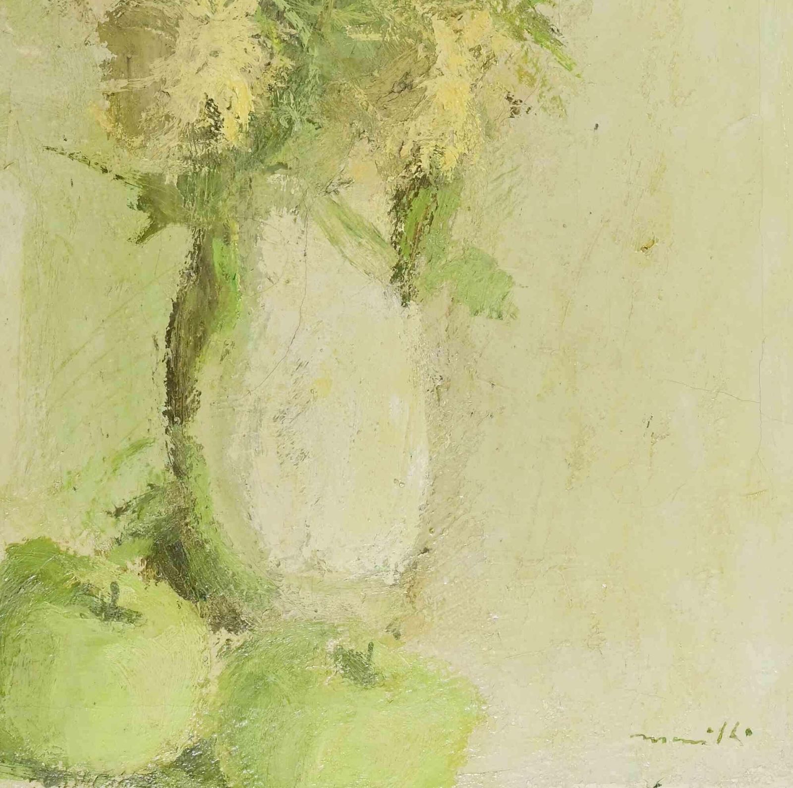 Franco Marzillistill Life With Vase Of Flowers   Oil Painting By Franco Marzilli   1970s1970s photo for sale