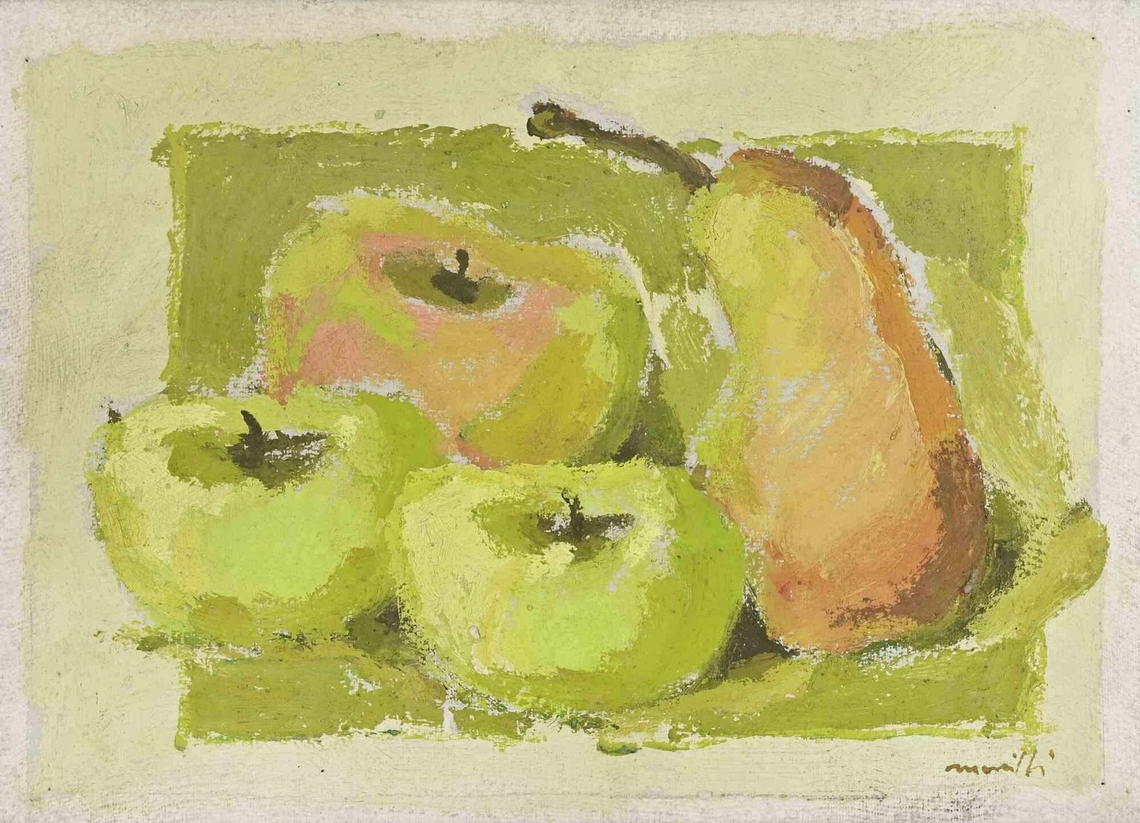 Franco Marzillistill Life With Fruit   Oil Painting By Franco Marzilli   1970s1970s