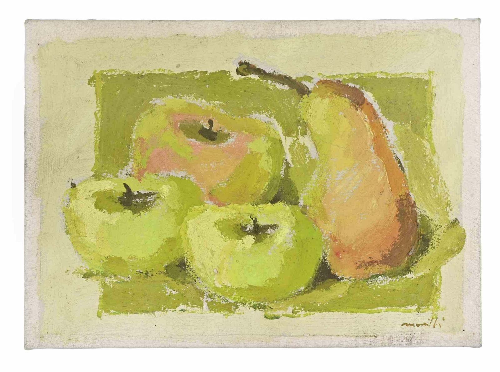 Franco Marzillistill Life With Fruit   Oil Painting By Franco Marzilli   1970s1970s photo furniture